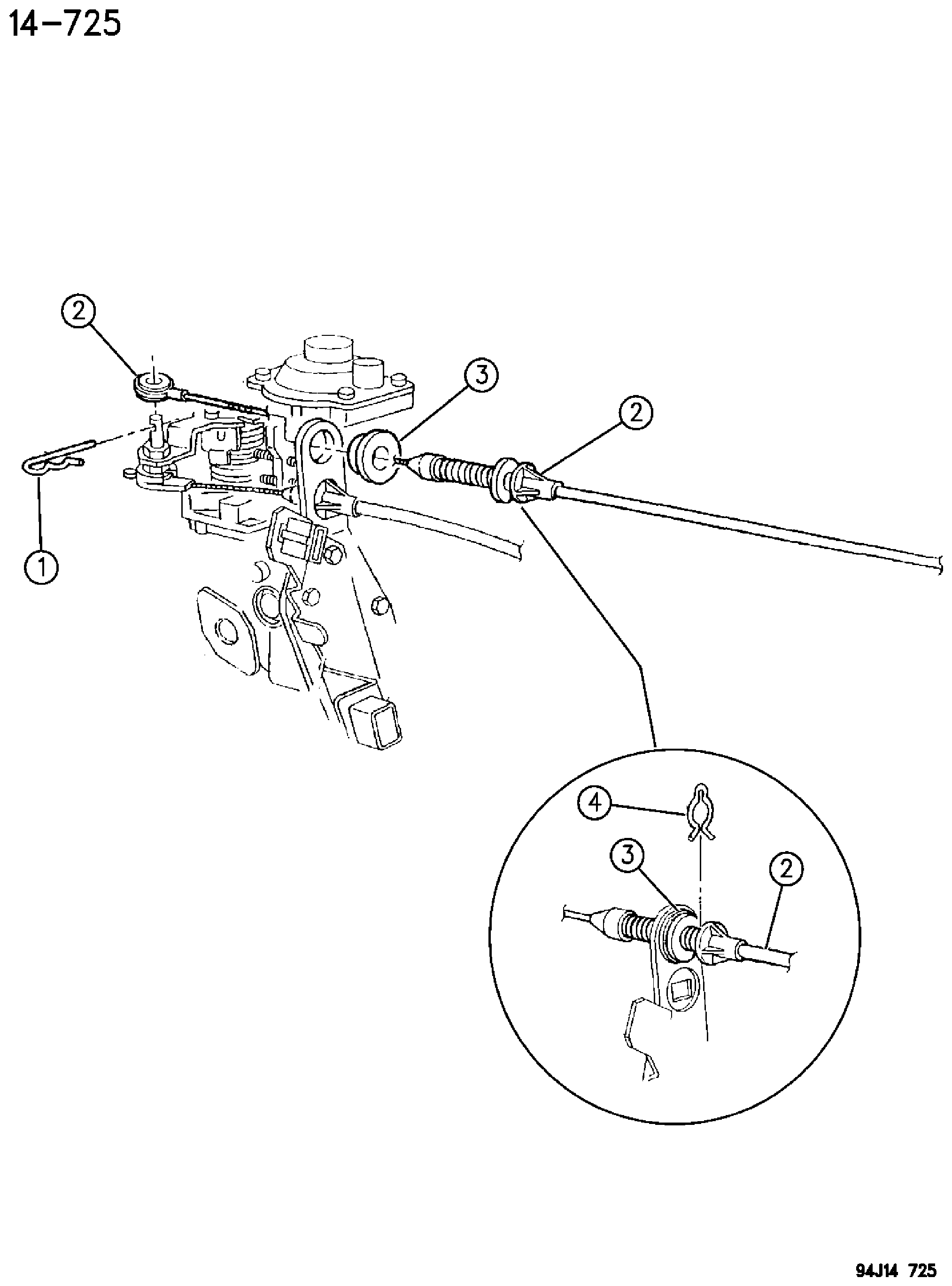 Exploded view: THROTTLE CONTROLS 2.5L DIESEL ENGINE XJ BODY