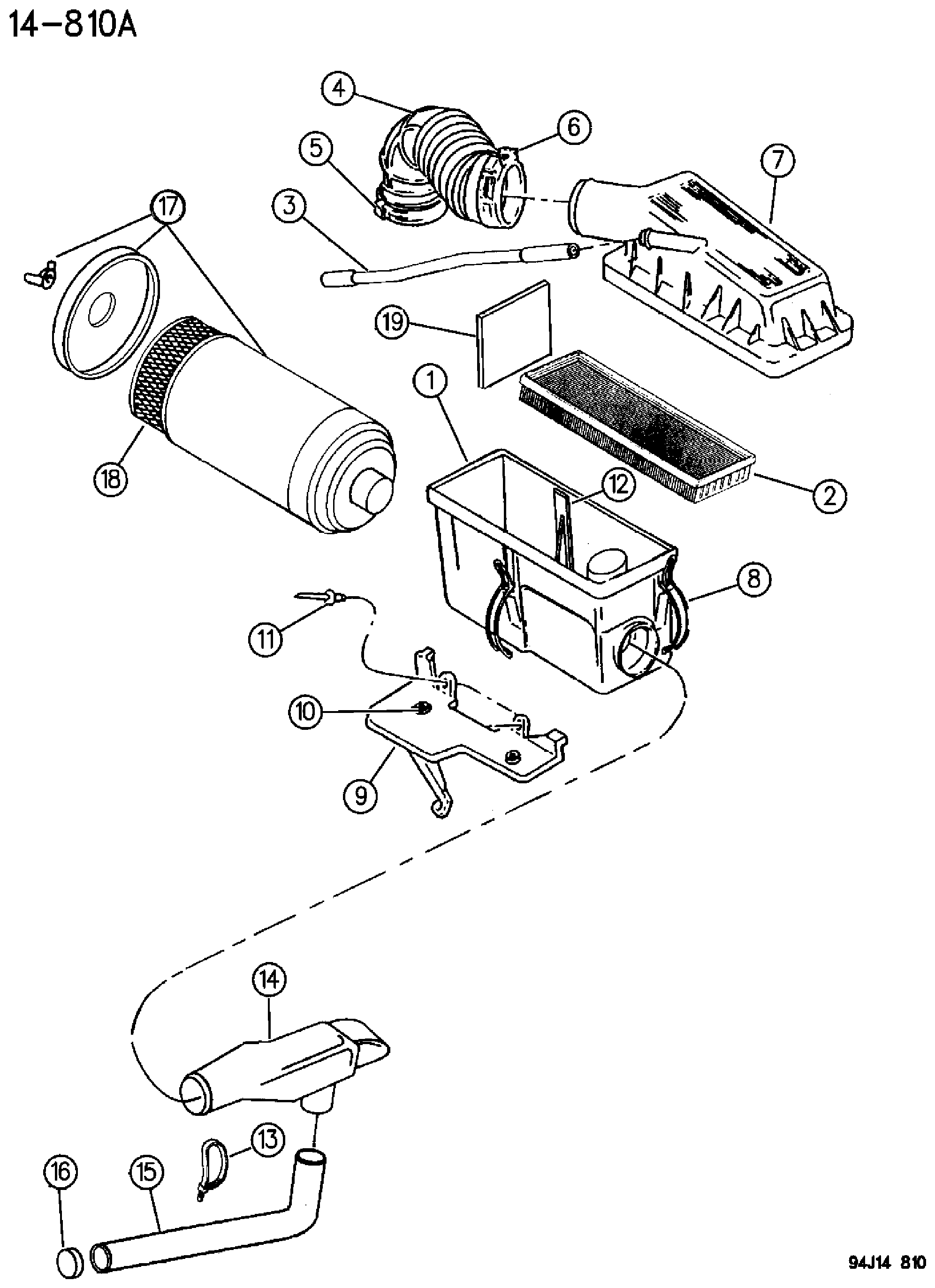 Exploded view: AIR CLEANER YJ BODY