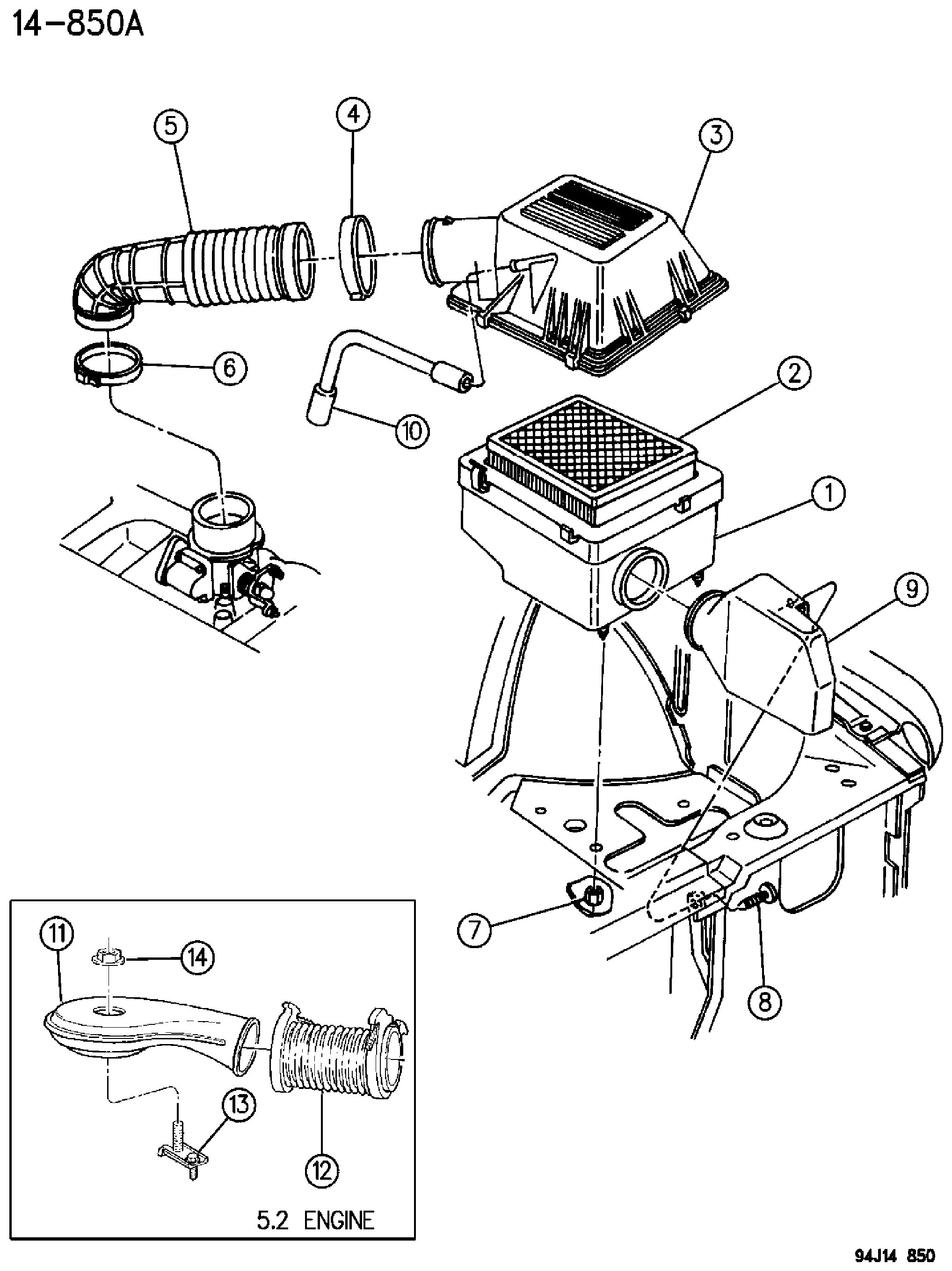 Exploded view: AIR CLEANER ZJ BODY