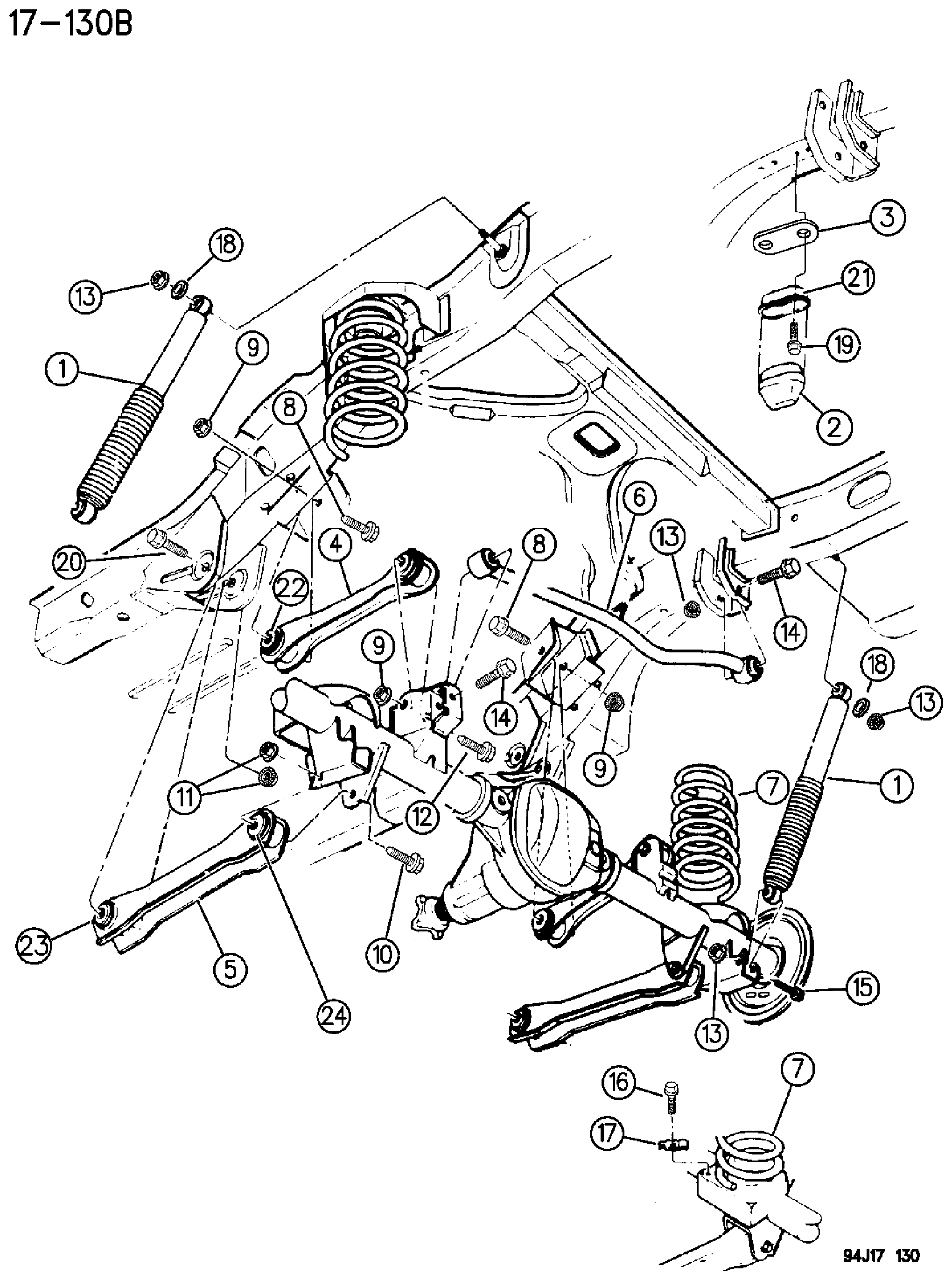 Exploded view: SUSPENSION, REAR W/SHOCK ABSORBER GRAND CHEROKEE (ZJ)