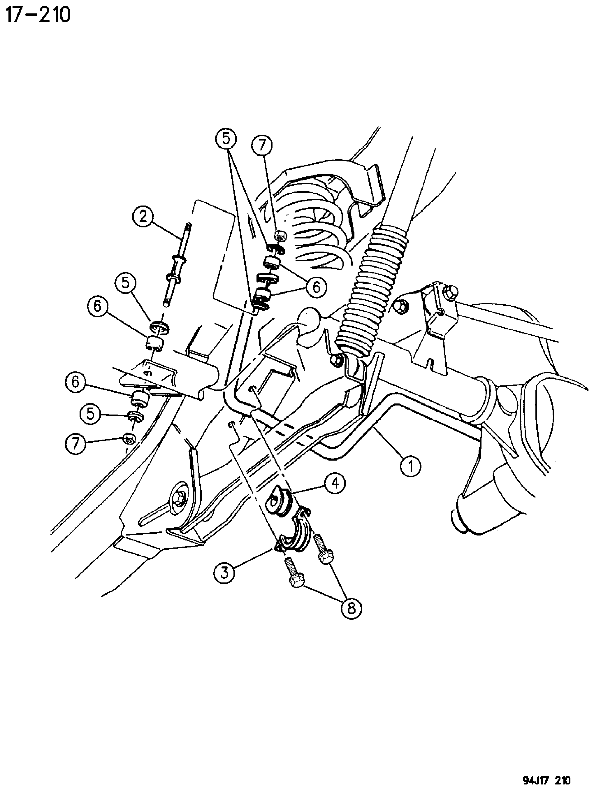 Exploded view: STABILZER, REAR GRAND CHEROKEE (ZJ)