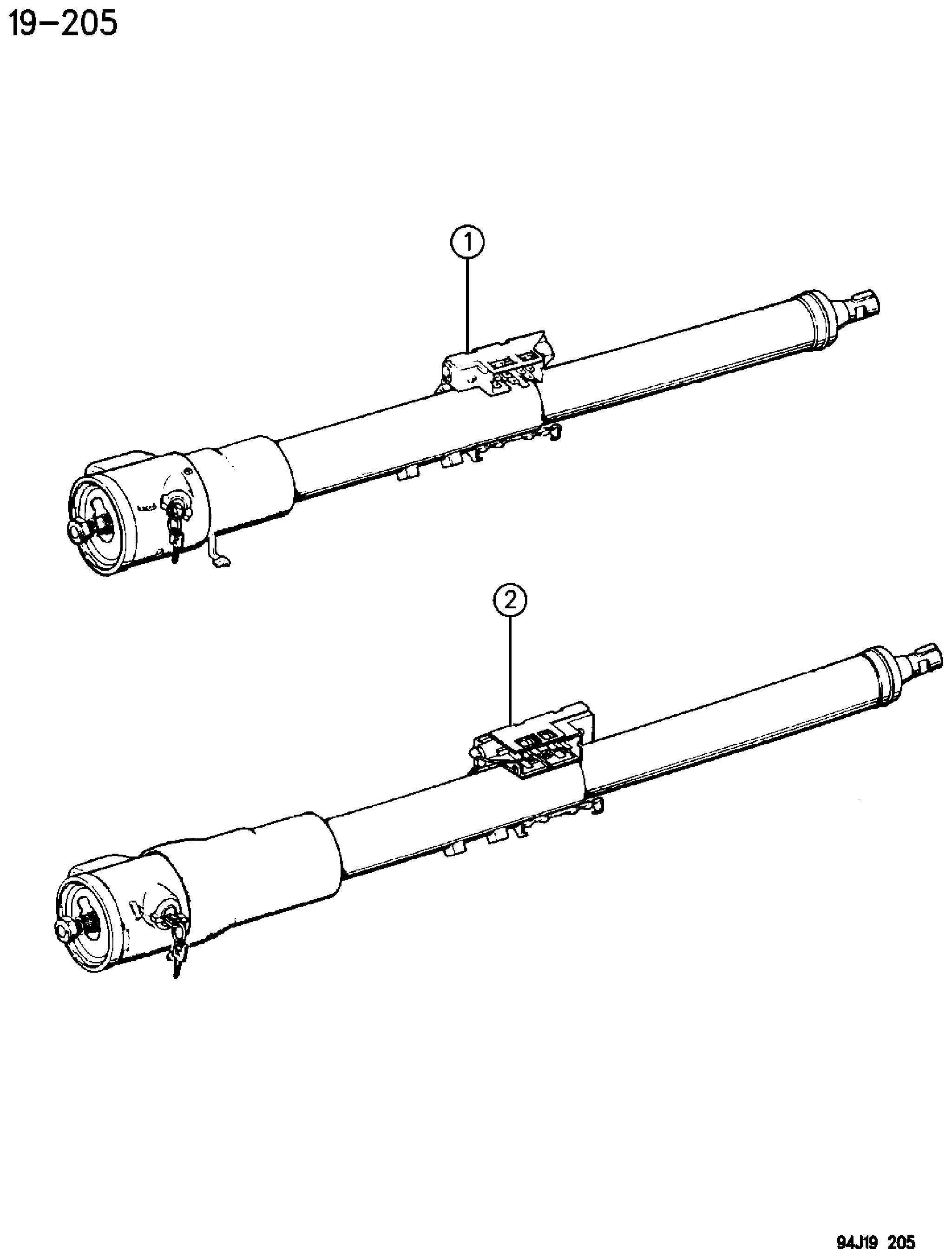 Exploded view: COLUMN ASSEMBLY, STEERING WRANGLER, (YJ)