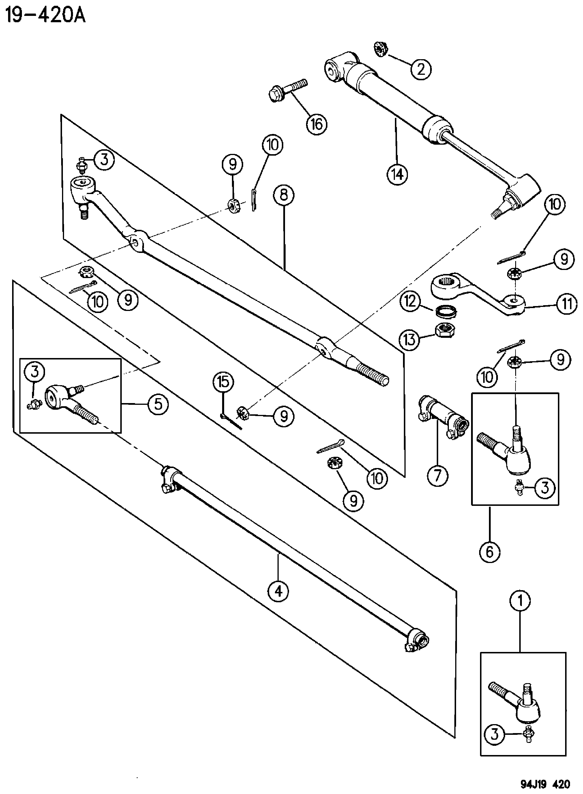 Exploded view: LINKAGE AND DAMPER CHEROKEE