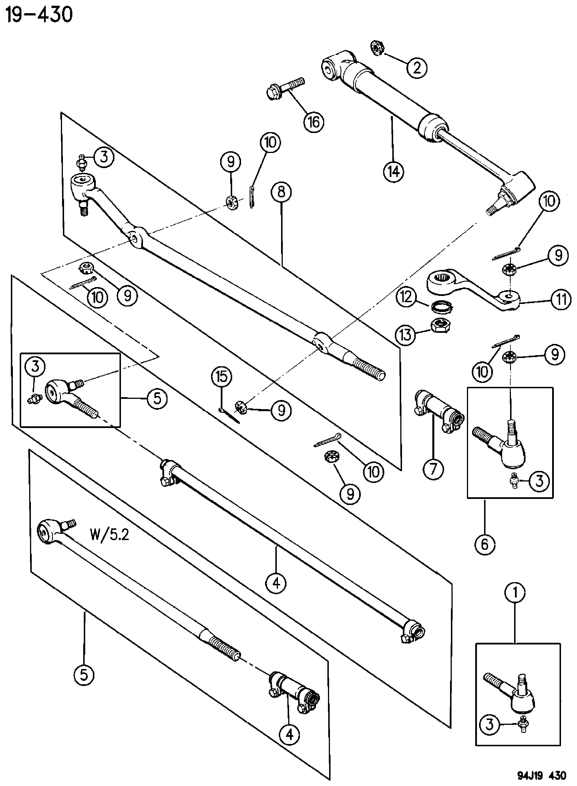 Exploded view: LINKAGE AND DAMPER GRAND CHEROKEE (ZJ)