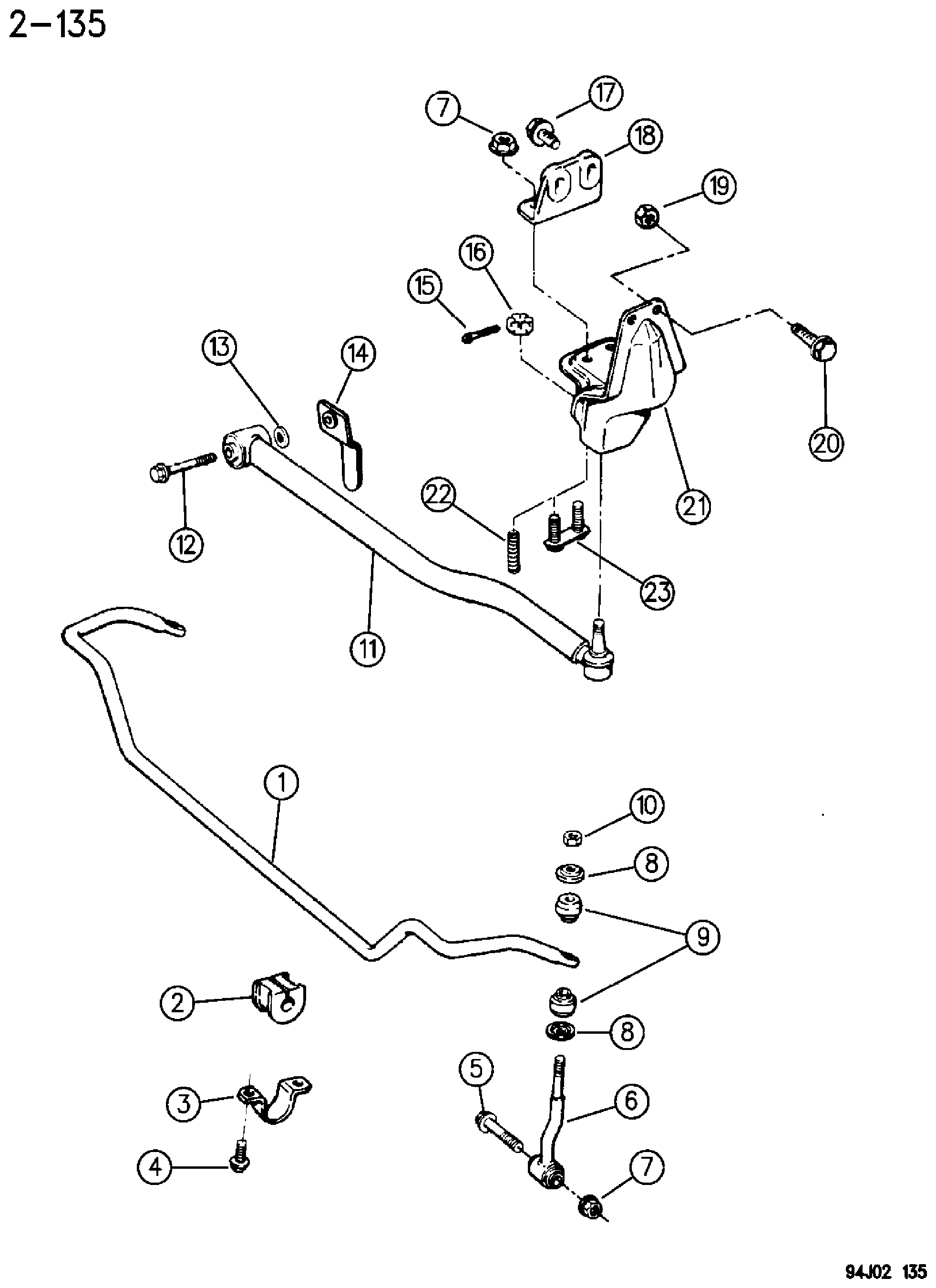 Exploded view: BAR, FRONT STABILIZER GRAND CHEROKEE (ZJ)