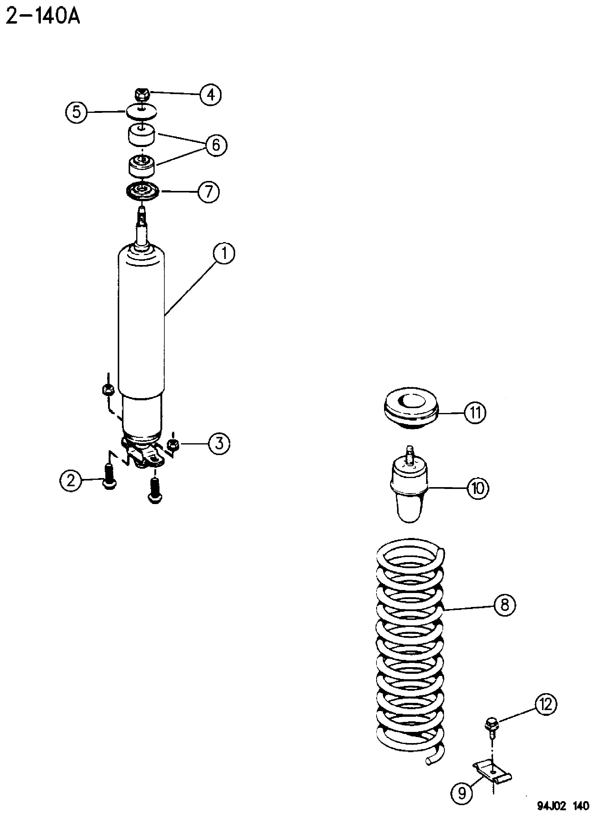 Exploded view: FRONT SPRING AND SHOCK ABSORBER CHEROKEE