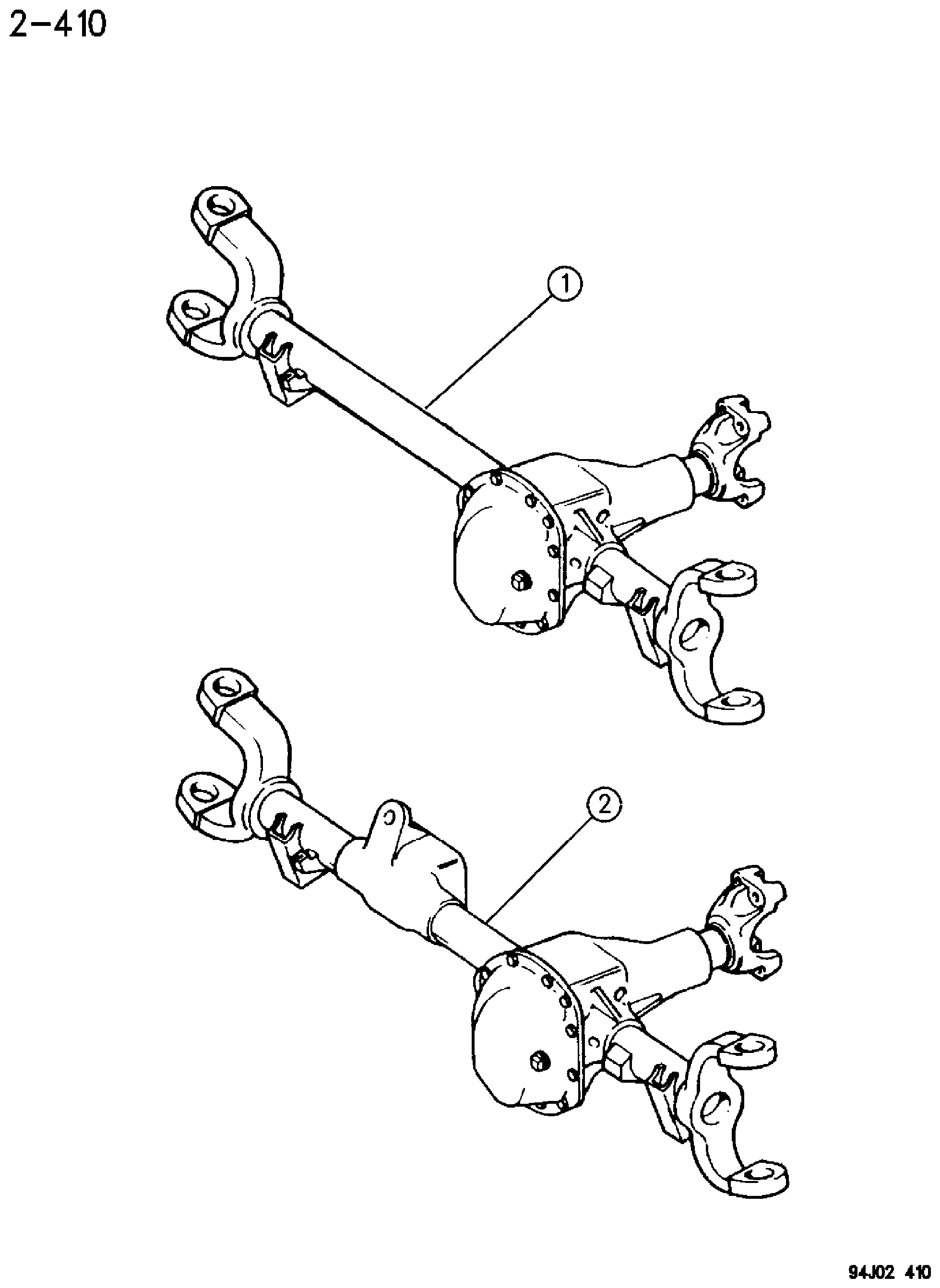 Exploded view: AXLE ASSEMBLY, FRONT WRANGLER, (YJ)