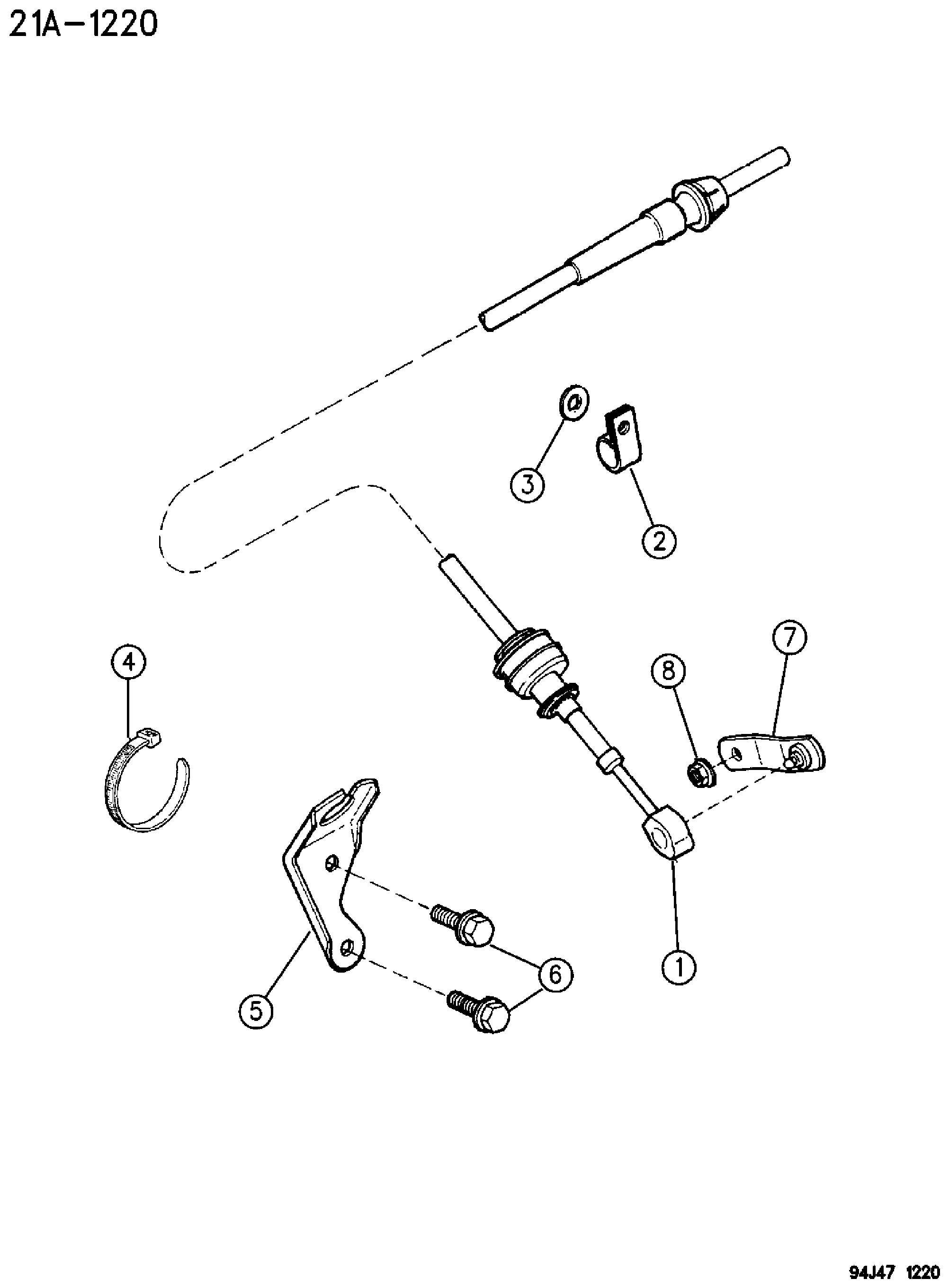 Exploded view: CONTROLS, GEARSHIFT, COLUMN MOUNTED AUTOMATIC TRANSMISSION CHEROKEE XJ