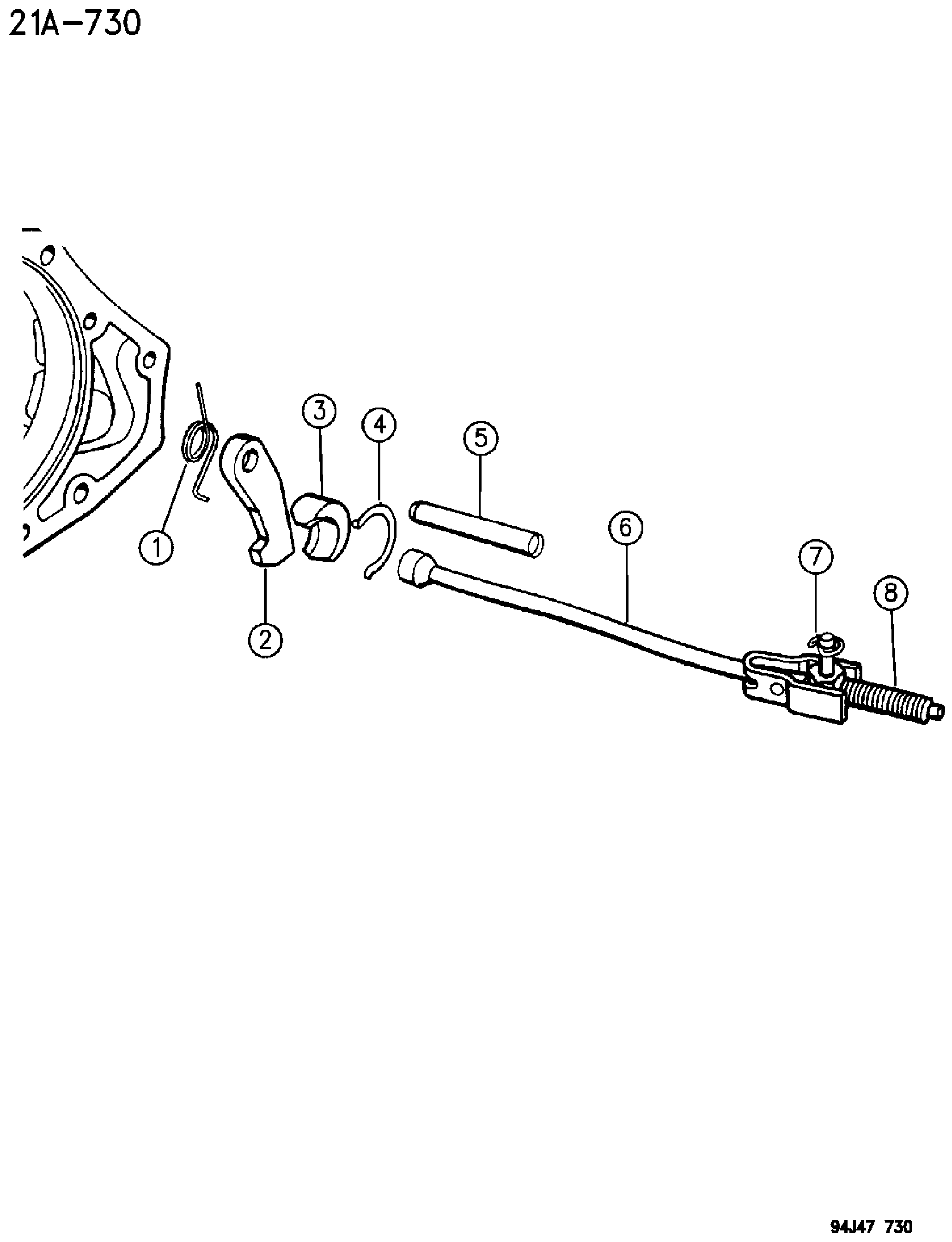 Exploded view: PARKING SPRAG AUTOMATIC TRANSMISSION, 3 SPEED, 30RH WRANGLER YJ - CHEROKEE XJ