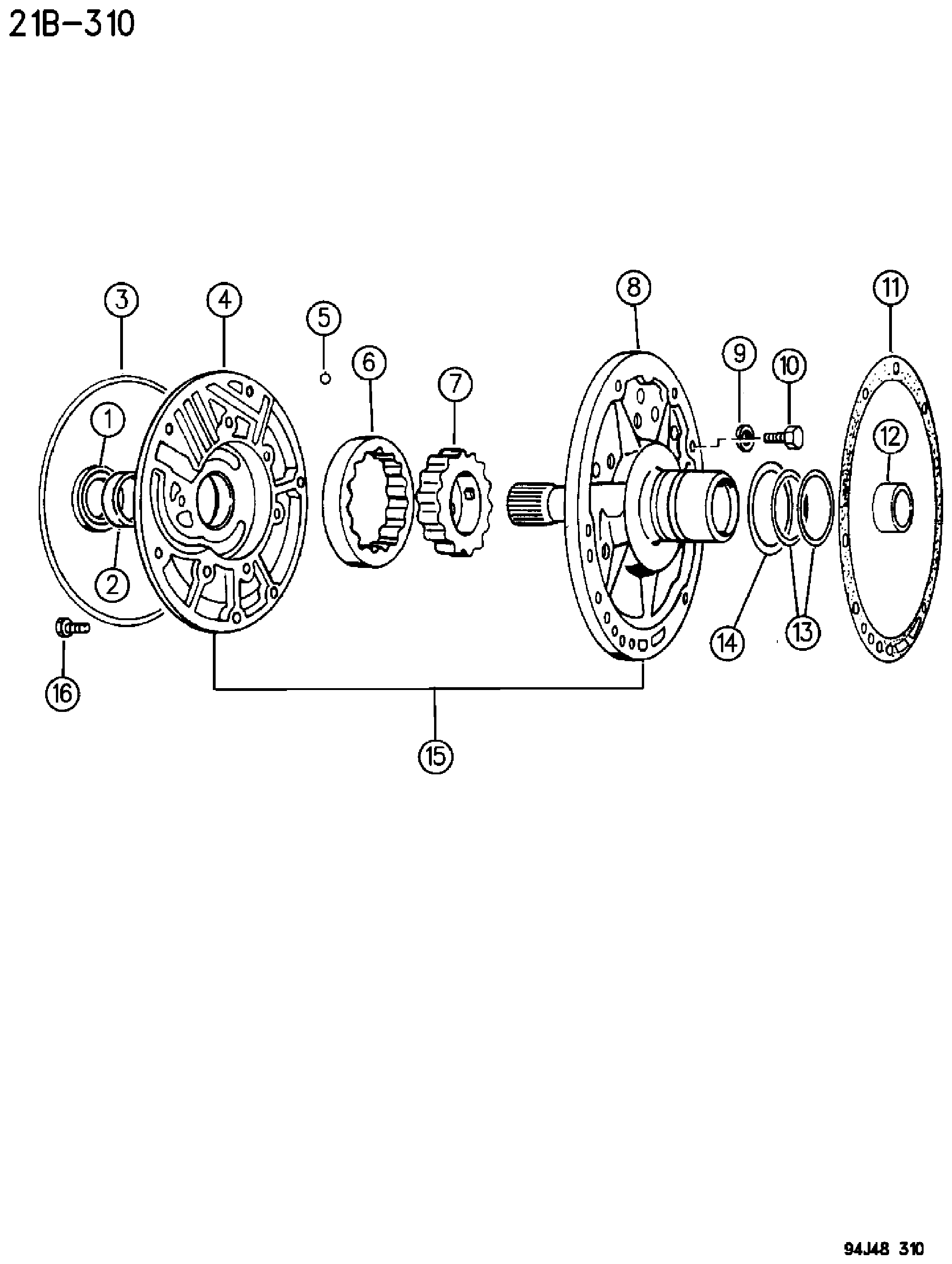Exploded view: PUMP, OIL WITH REACTION SHAFT AUTOMATIC TRANSMISSION, 3 SPEED, 31RH,32RH WRANGLER YJ