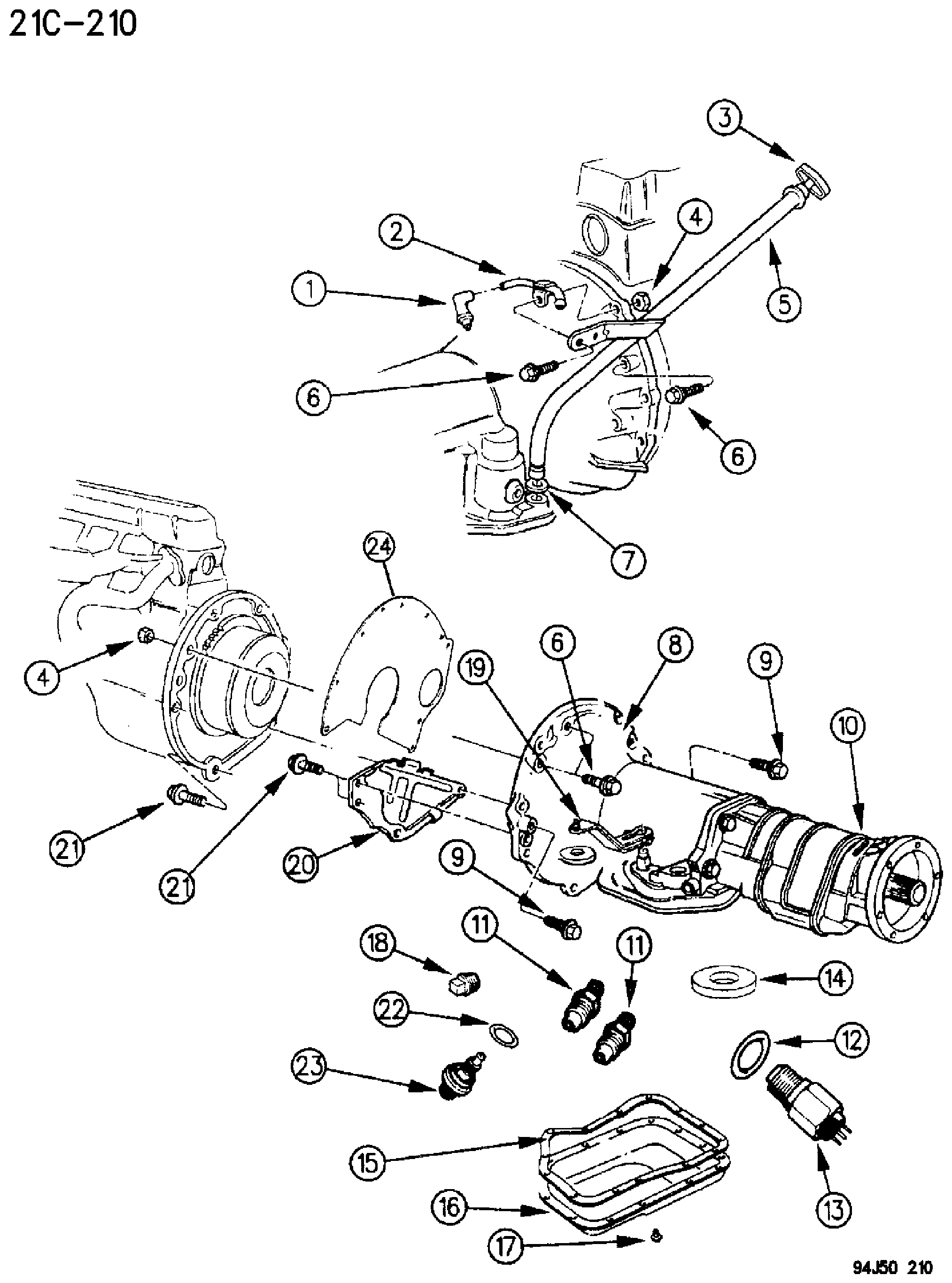 Exploded view: CASE, AND RELATED PARTS AUTOMATIC TRANSMISSION, 4 SPEED, 42RE GRAND CHEROKEE ZJ