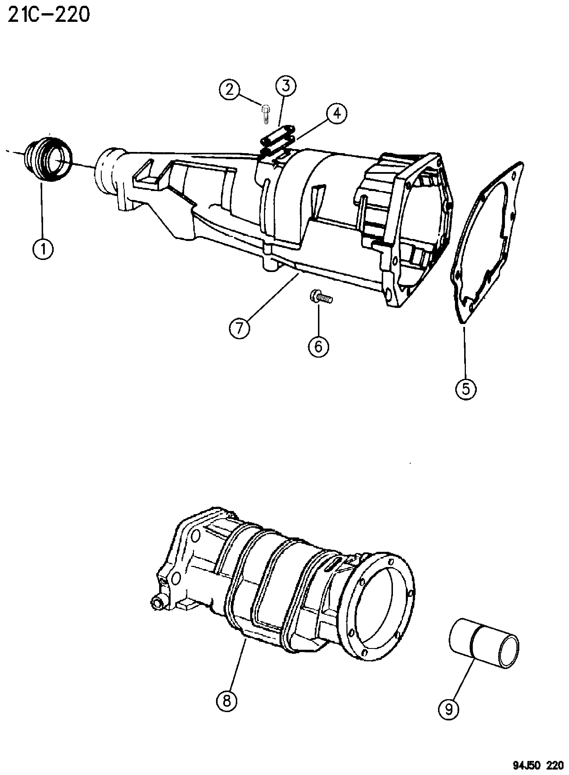 Exploded view: EXTENSION AUTOMATIC TRANSMISSION, 4 SPEED, 42RE GRAND CHEROKEE ZJ