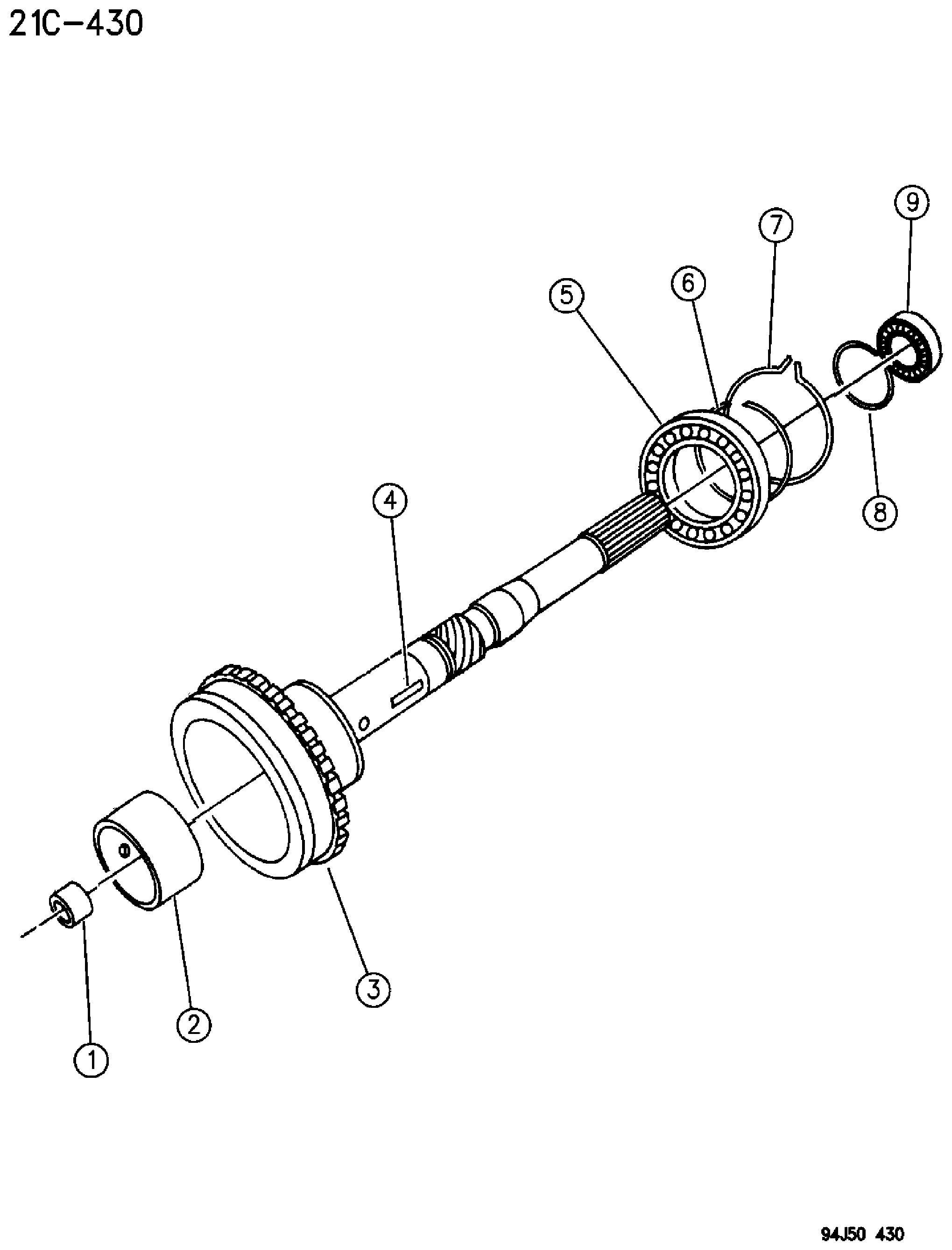 Exploded view: OUTPUT SHAFT AUTOMATIC TRANSMISSION, 4 SPEED, 42RE GRAND CHEROKEE ZJ