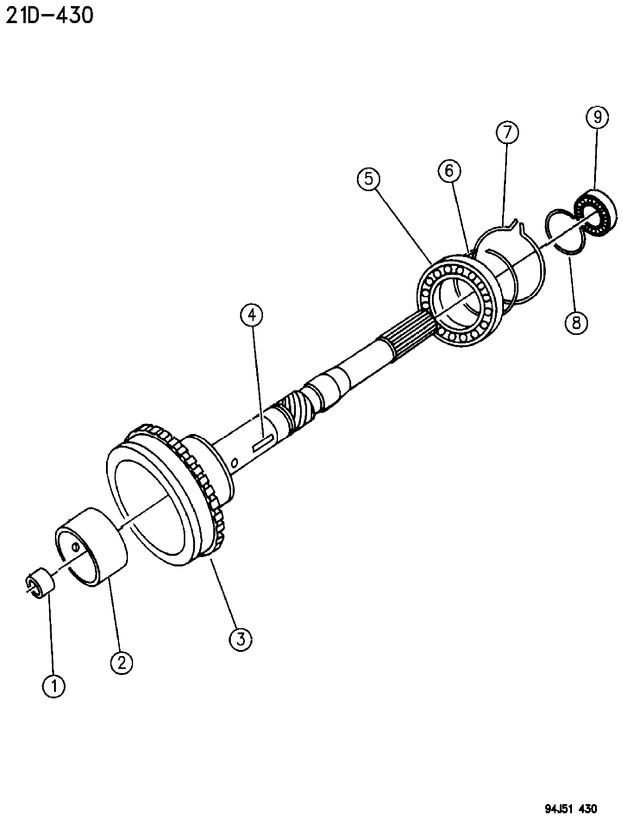 Exploded view: OUTPUT SHAFT AUTOMATIC TRANSMISSION, 4 SPEED, 46RH GRAND CHEROKEE ZJ