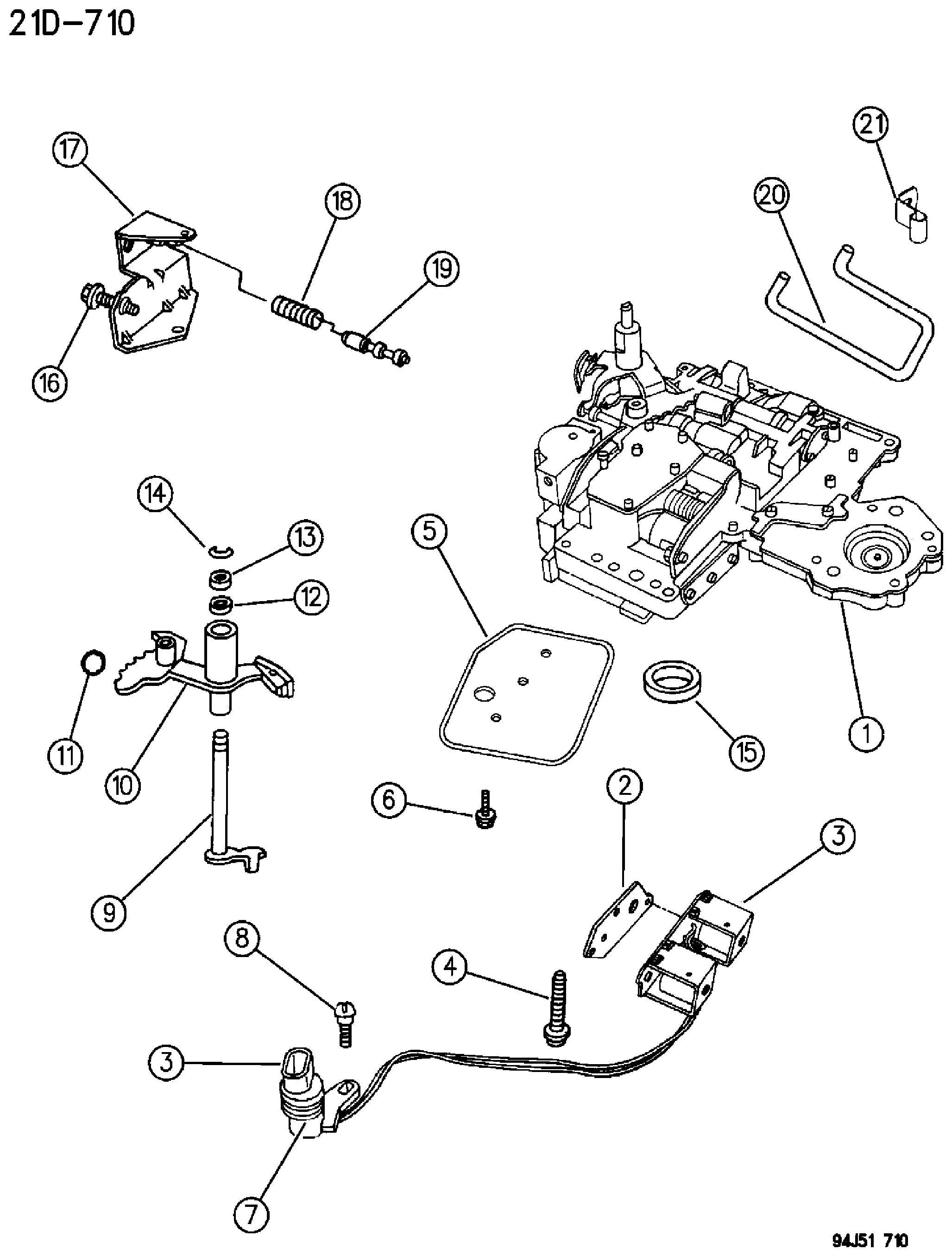 Exploded view: VALVE BODY AUTOMATIC TRANSMISSION, 4 SPEED, 46RH GRAND CHEROKEE ZJ