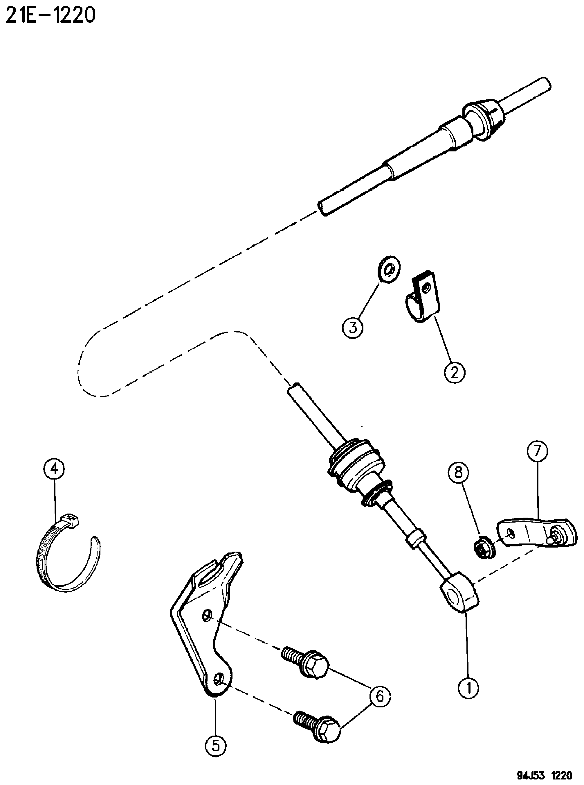 Exploded view: CONTROLS, GEARSHIFT, COLUMN MOUNTED AUTOMATIC TRANSMISSION, AW4 CHEROKEE XJ