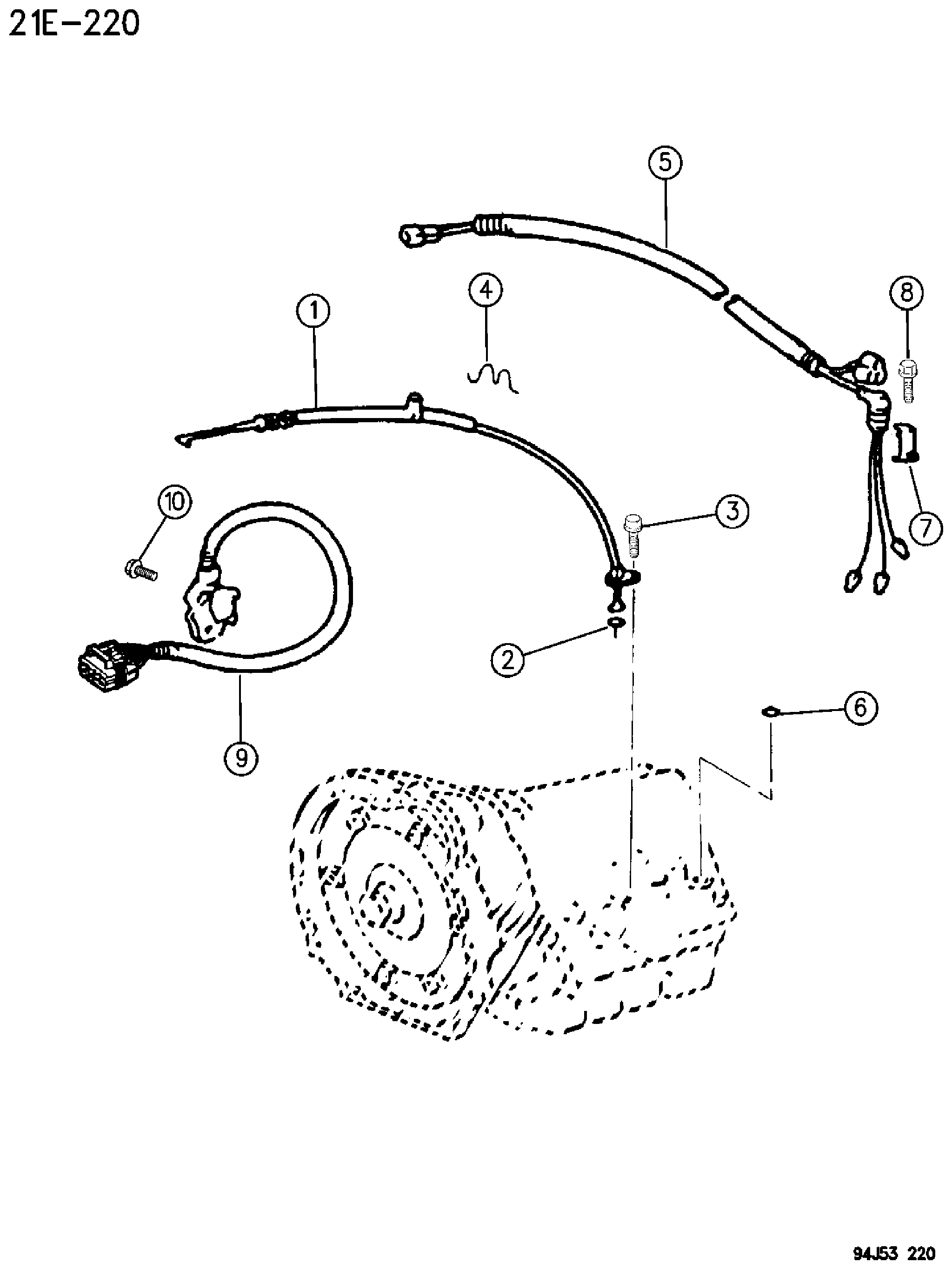 Exploded view: LINKAGE, HARNESS, NEUTRAL SAFETY SWITCH AUTOMATIC TRANSMISSION, 4 SPEED, AW4 CHEROKEE XJ