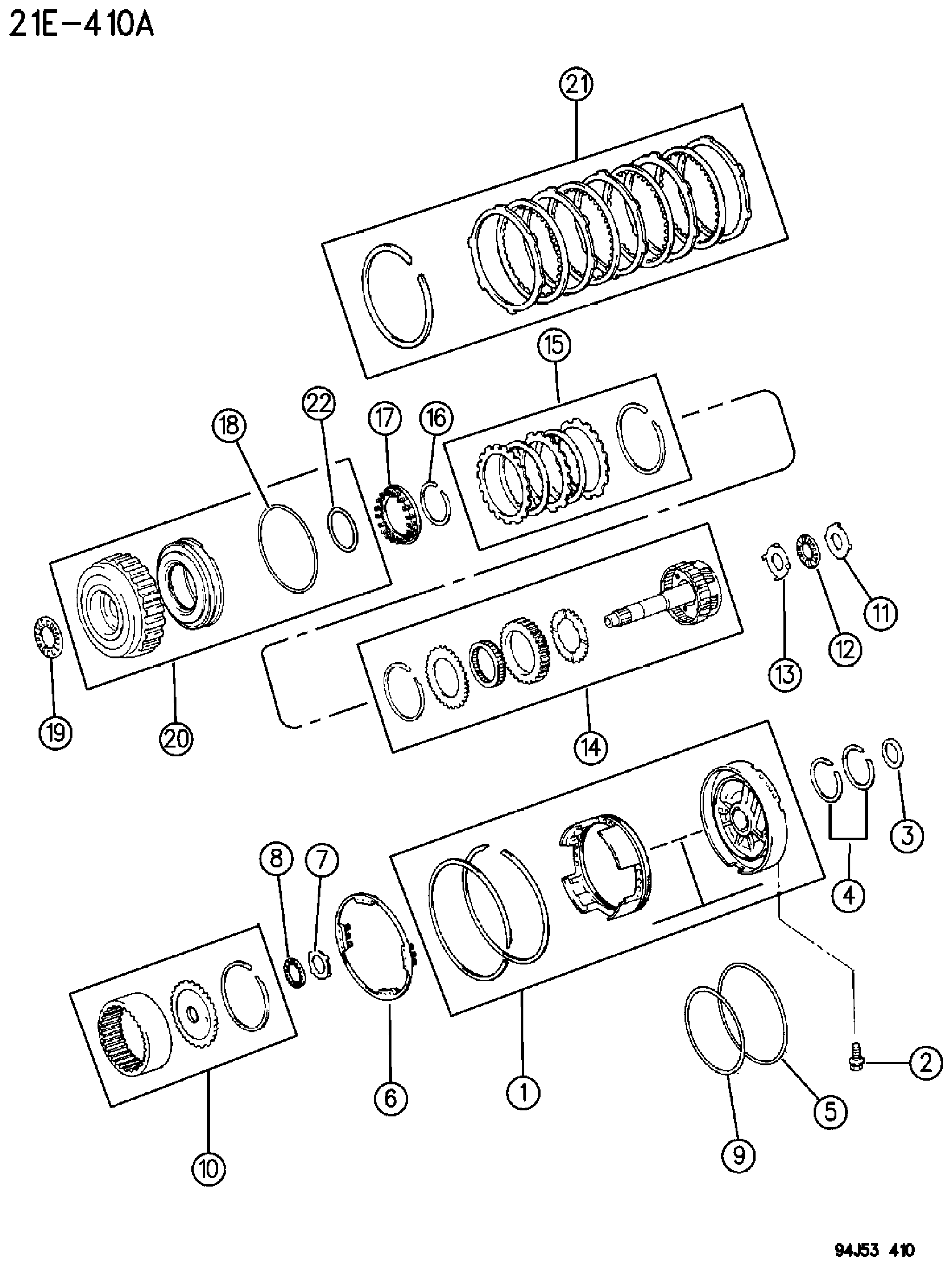 Exploded view: OVERDRIVE CLUTCH AUTOMATIC TRANSMISSION, AW4 CHEROKEE XJ