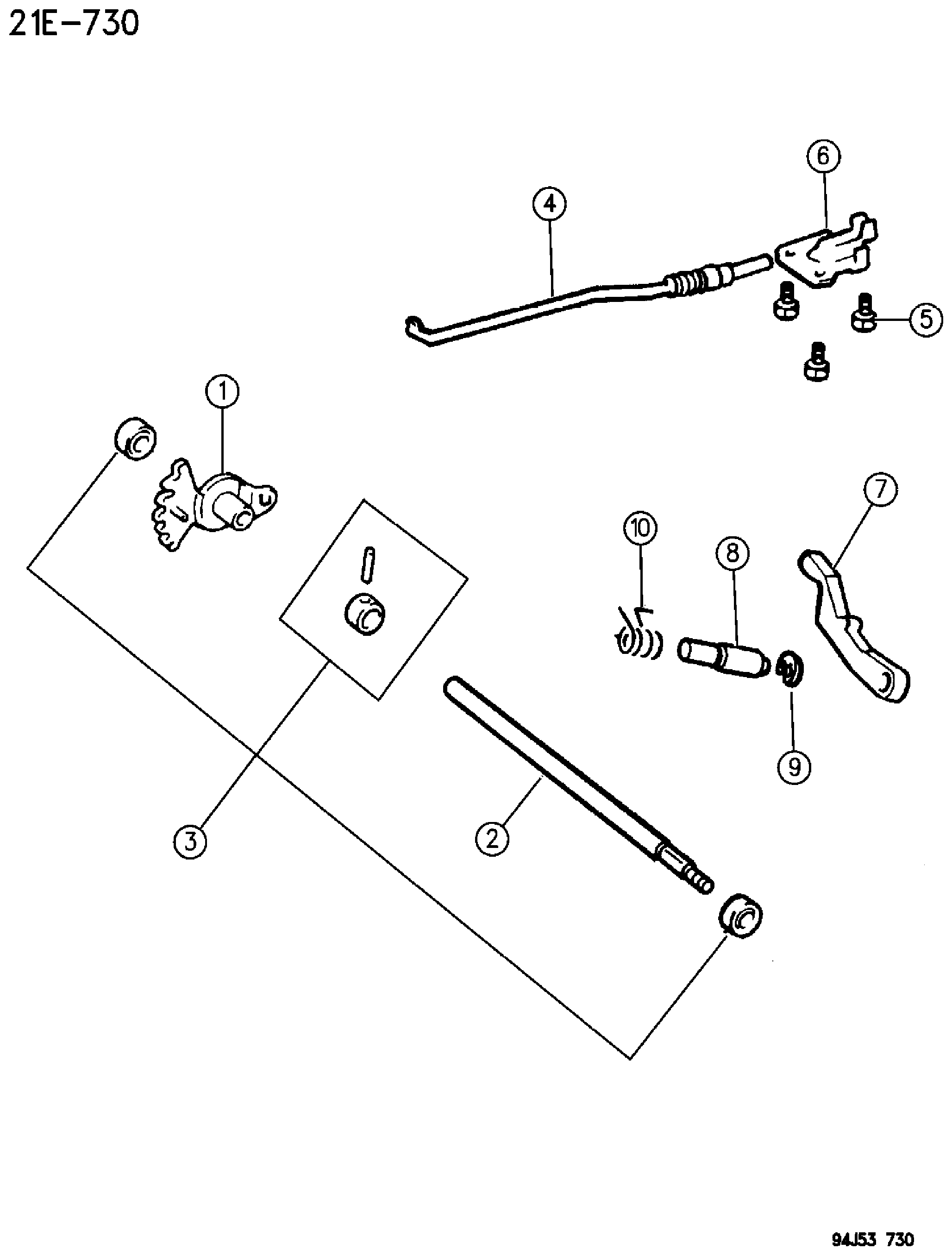 Exploded view: LOCK, PARKING AUTOMATIC TRANSMISSION, 4 SPEED, AW4 CHEROKEE XJ