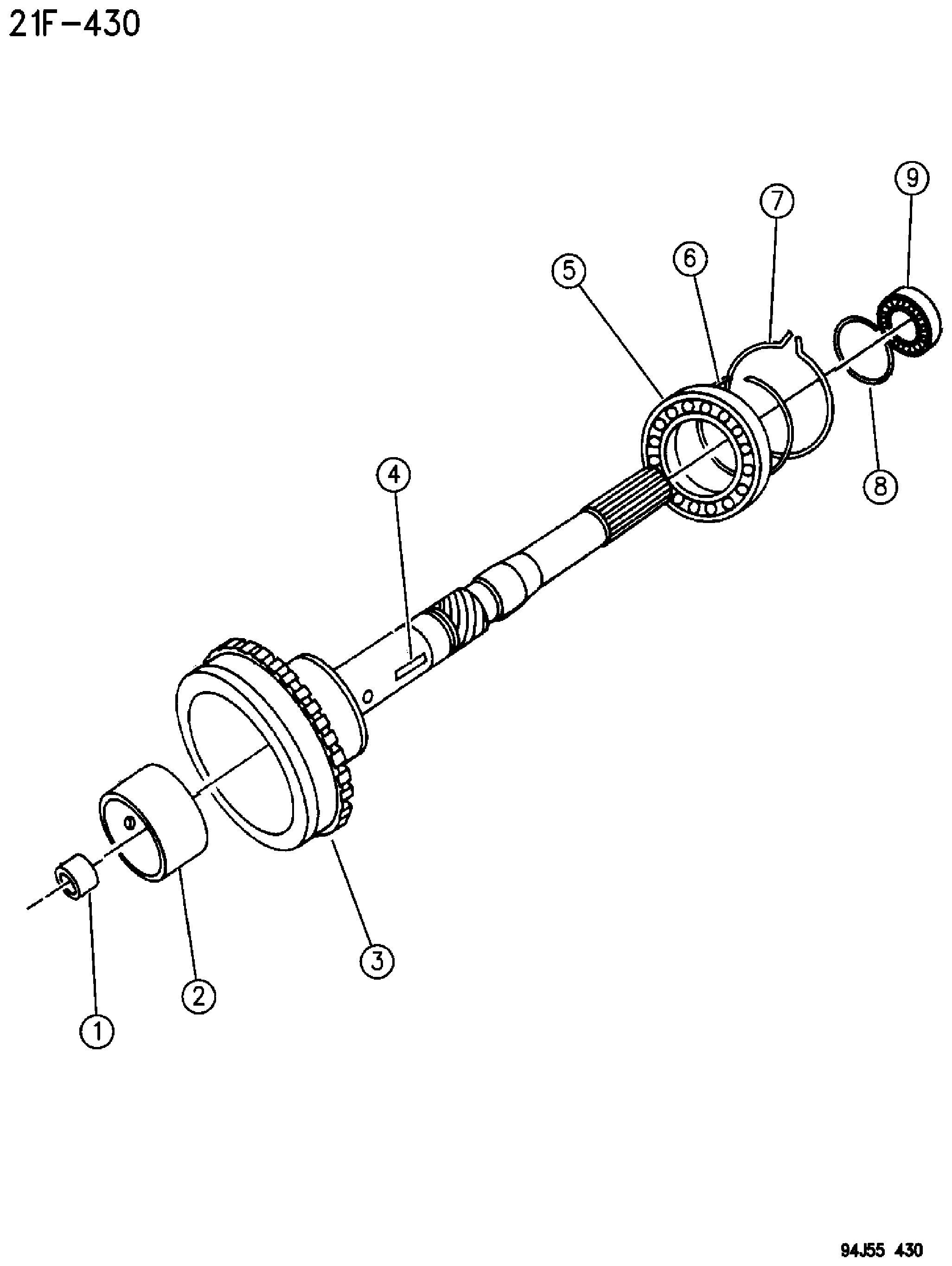 Exploded view: OUTPUT SHAFT AUTOMATIC TRANSMISSION, 4 SPEED, 44RE GRAND CHEROKEE ZJ