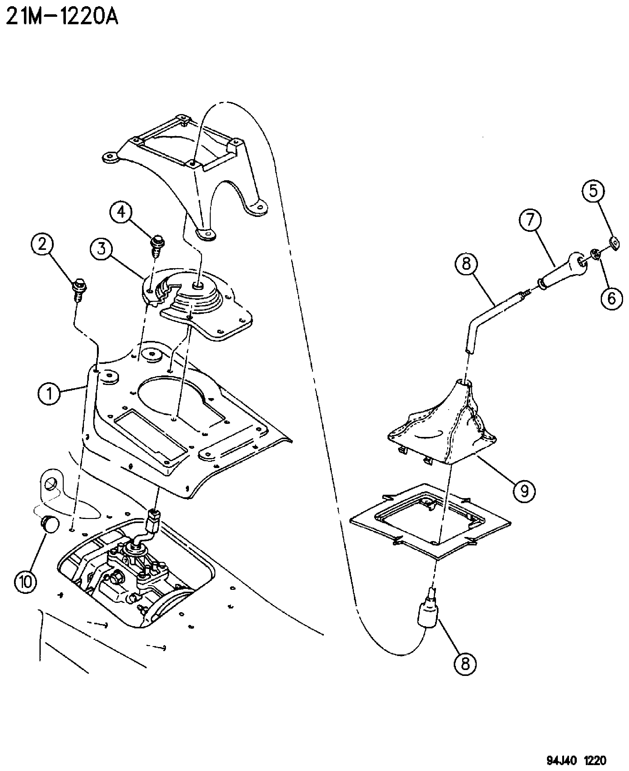 Exploded view: GEAR SHIFT CONTROLS - FLOOR SHIFT GRAND CHEROKEE