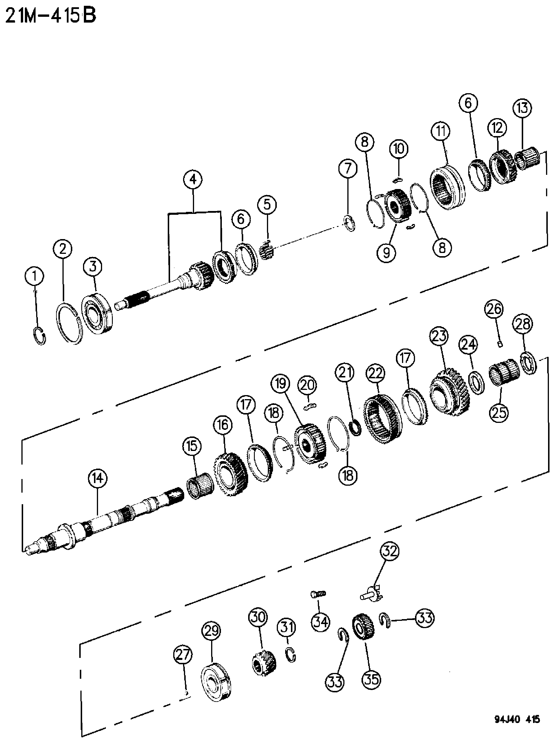 Exploded view: GEAR TRAIN, 4.0L GAS ENGINE, 2.5 DIESEL ENGINE