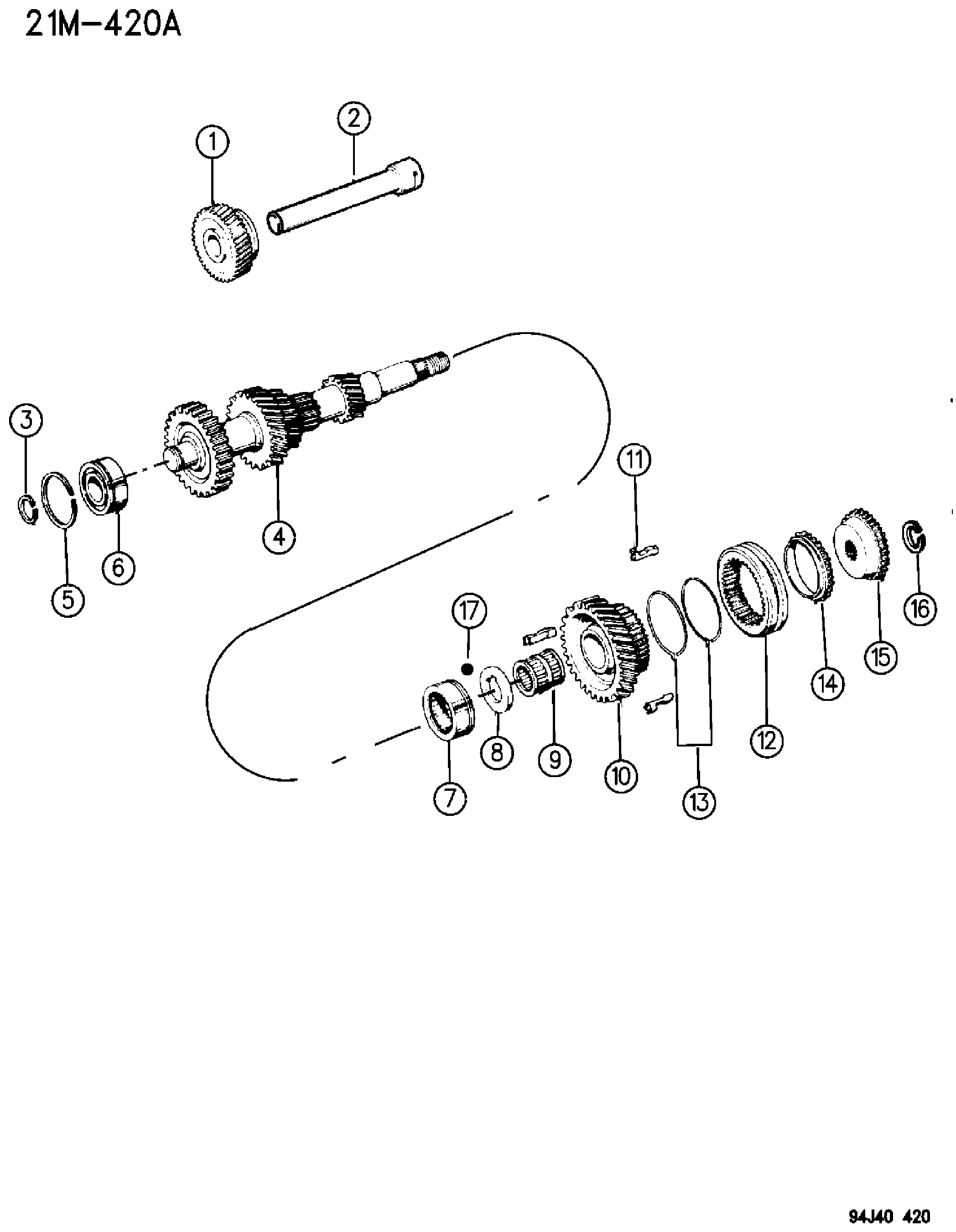 Exploded view: GEAR TRAIN, REVERSE IDLER, 4.0L GAS ENGINE, 2.5 DIESEL ENGINE