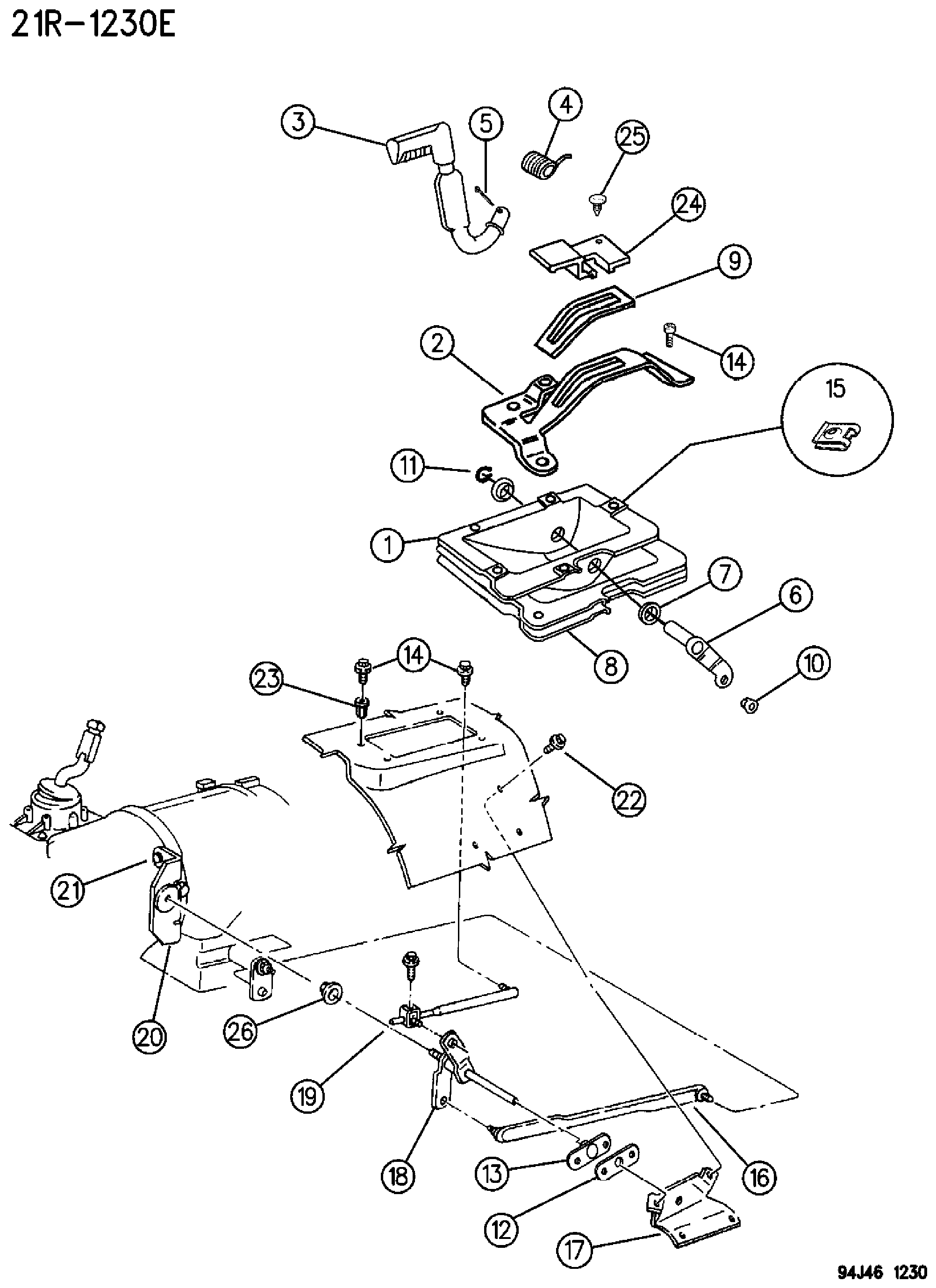 Exploded view: CONROLS SHIFT, (DHN) GRAND CHEROKEE
