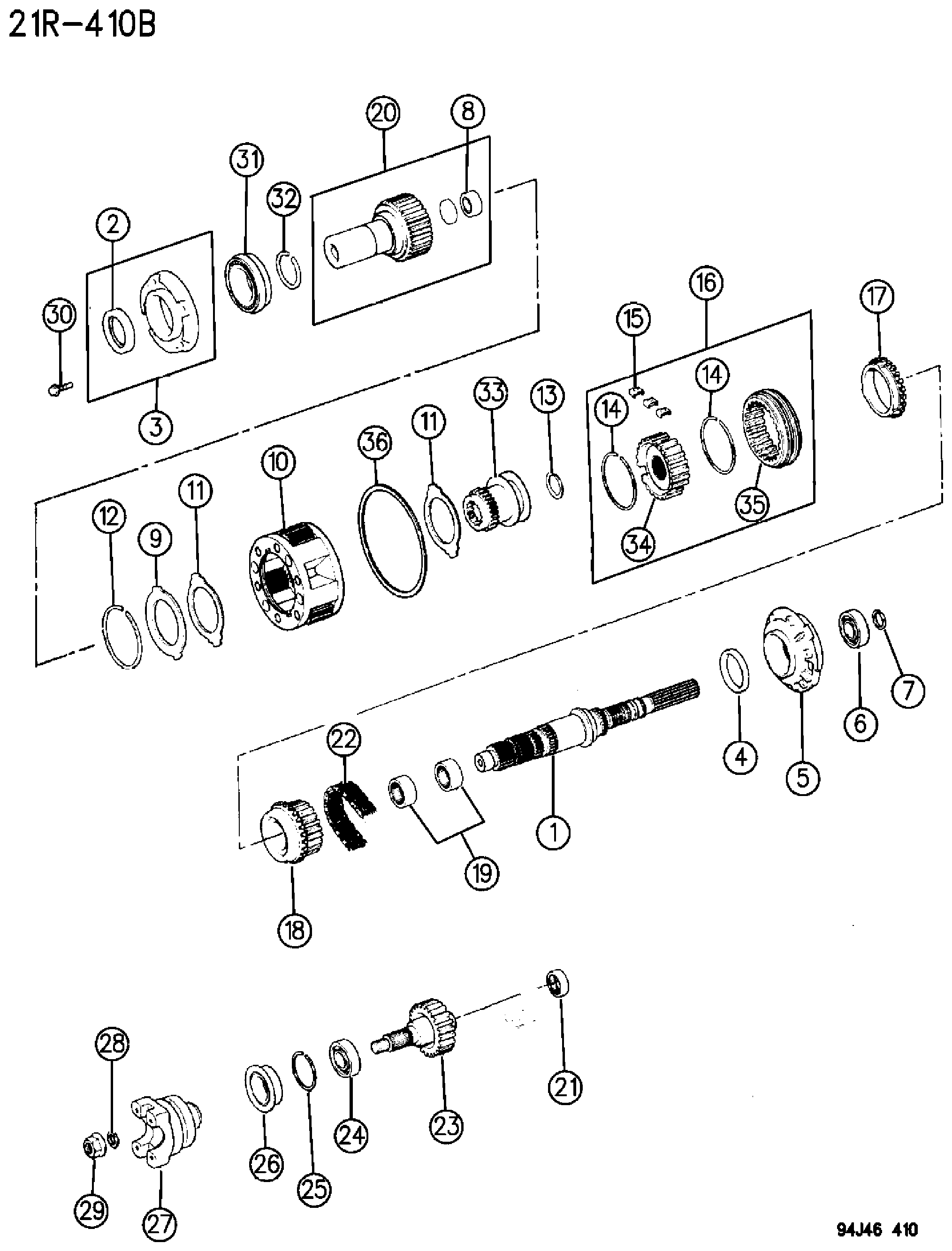 Exploded view: GEAR TRAIN,(DHN) WRANGLER, YJ, CHEROKEE, GRAND CHEROKEE