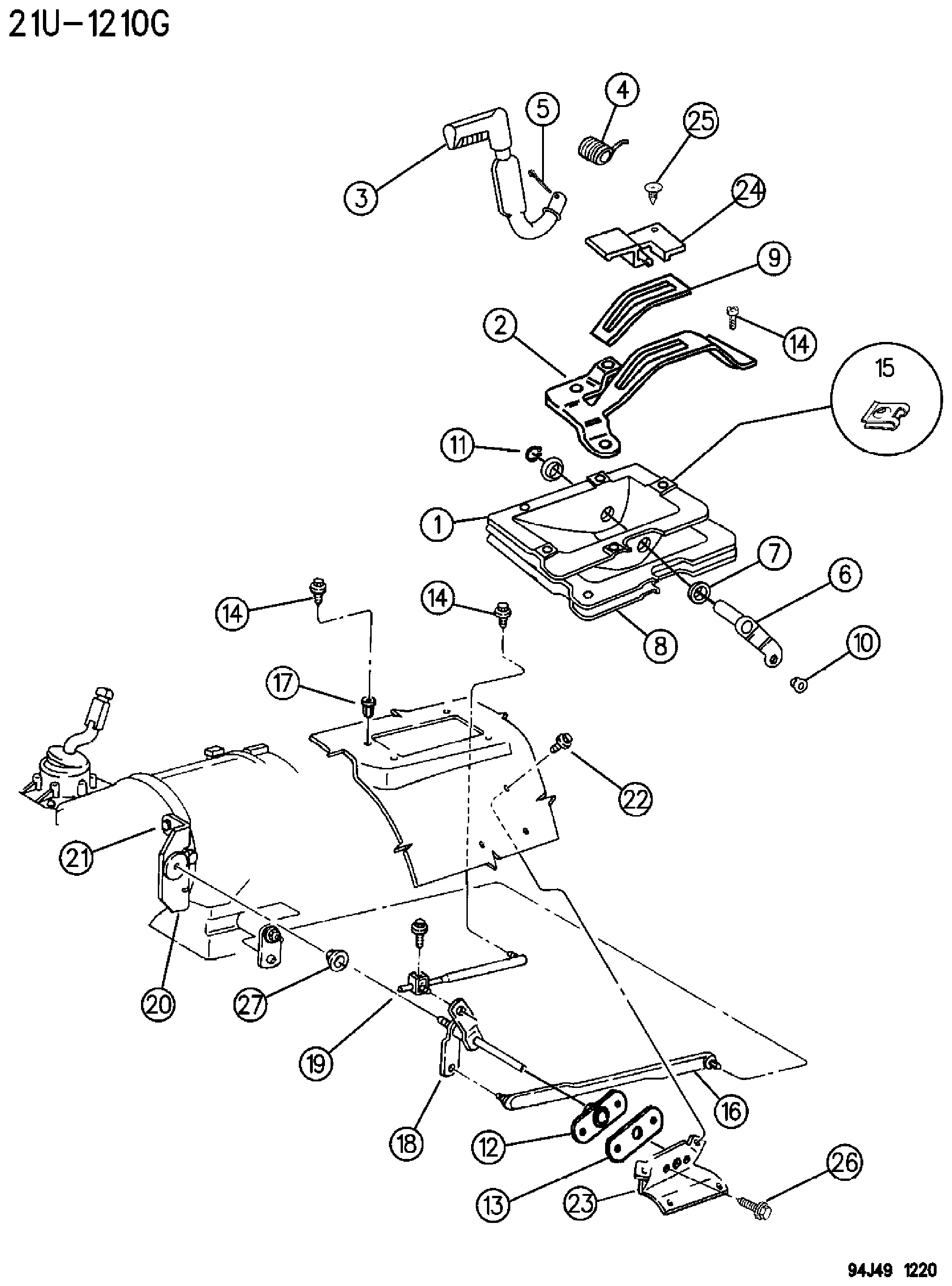 Exploded view: CONTROLS SHIFT, (DHR) GRAND CHEROKEE