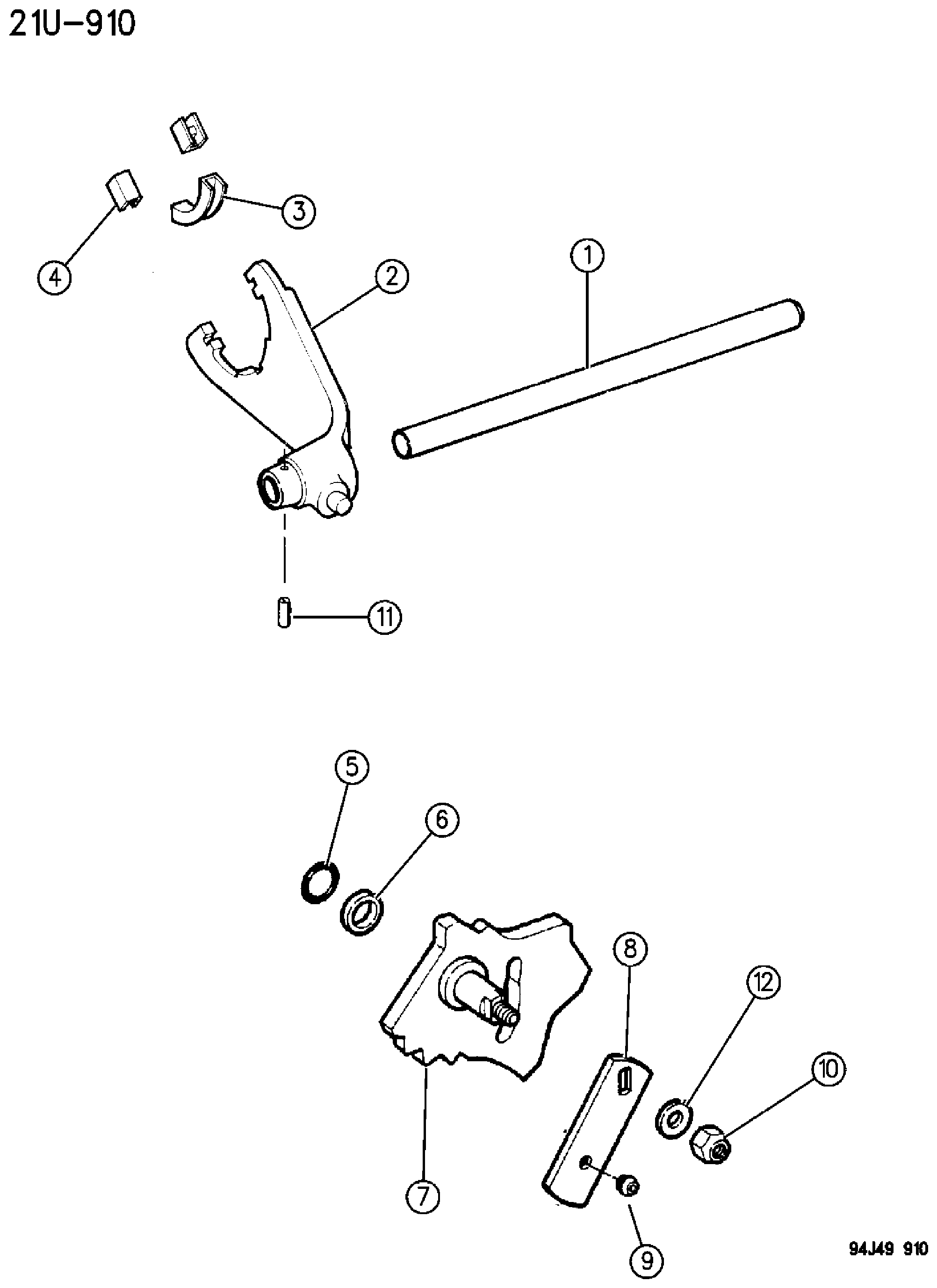 Exploded view: FORK AND RAIL, (DHR)