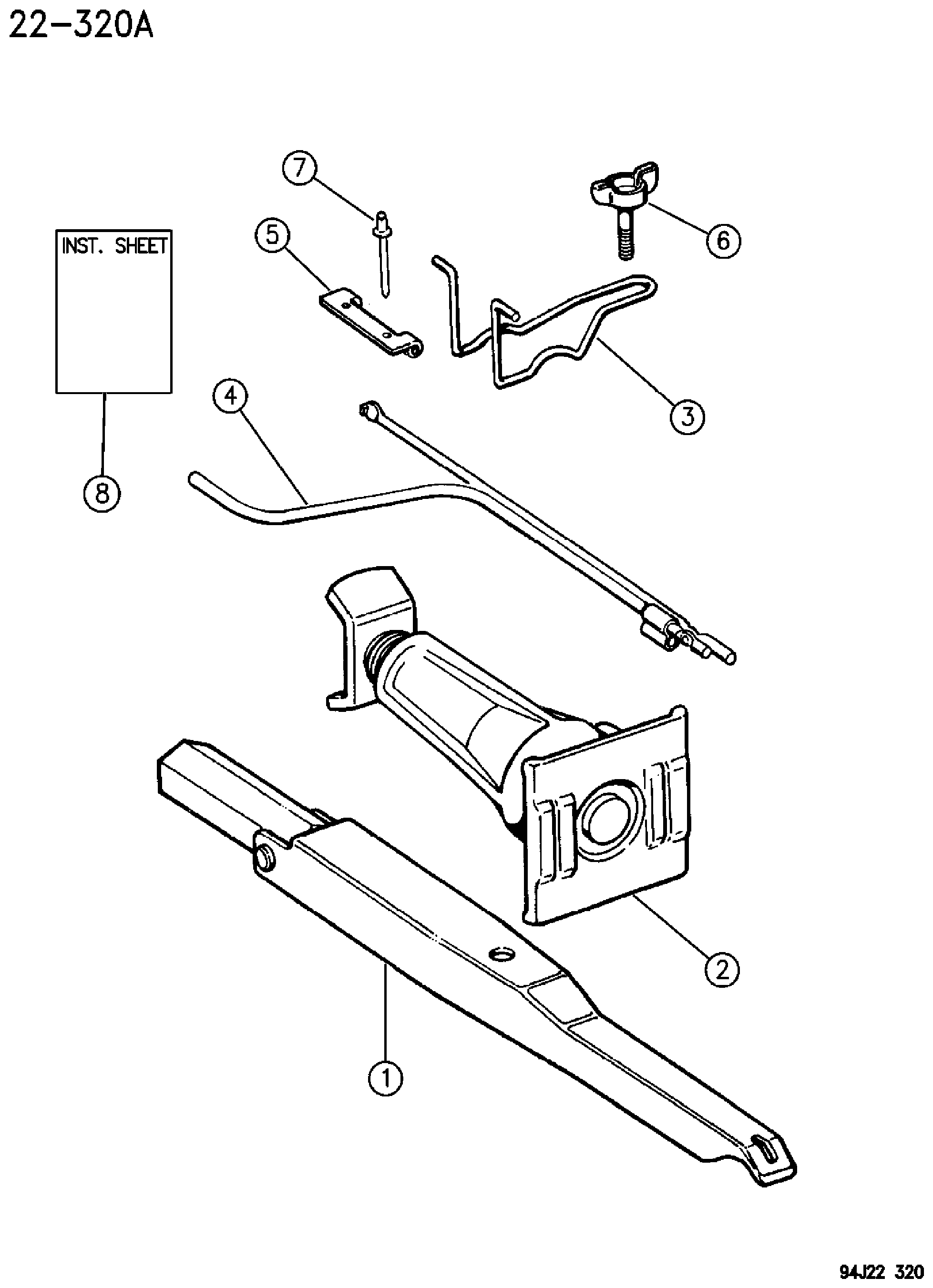 Exploded view: JACK STOWAGE XJ BODY