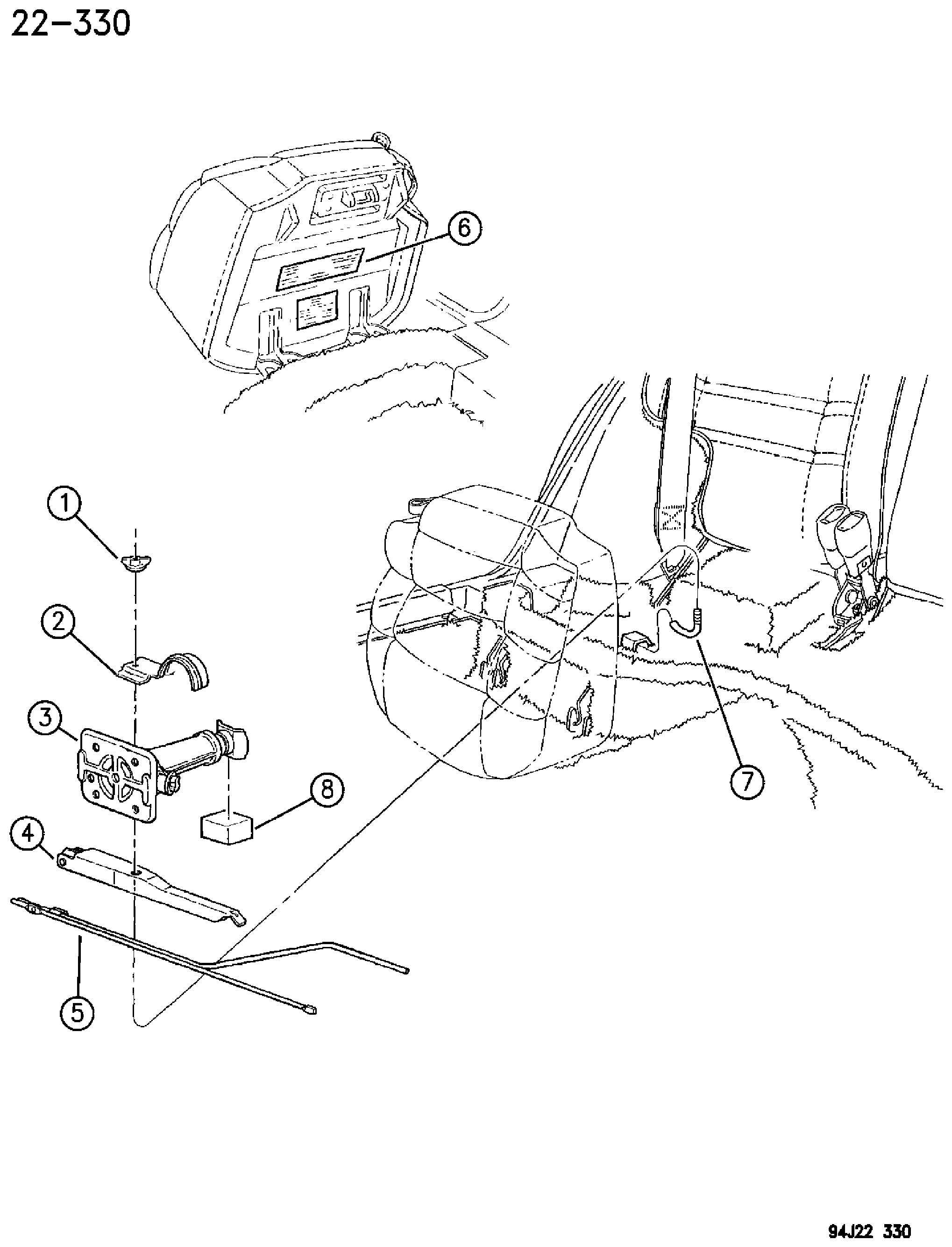 Exploded view: JACK STOWAGE ZJ, ZG BODY
