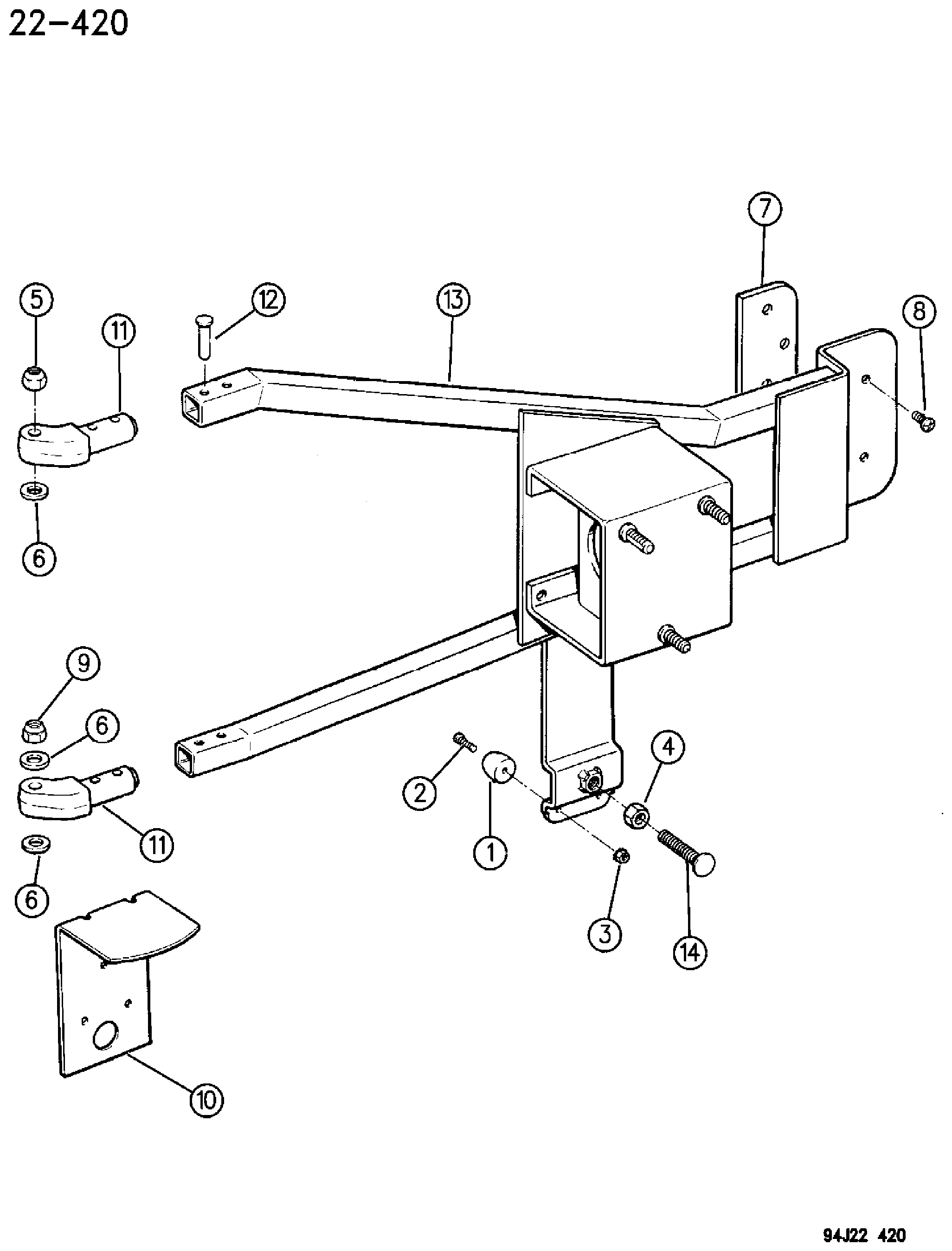 Exploded view: WHEEL, SPARE TAILGATE MOUNTING YJ BODY KDX