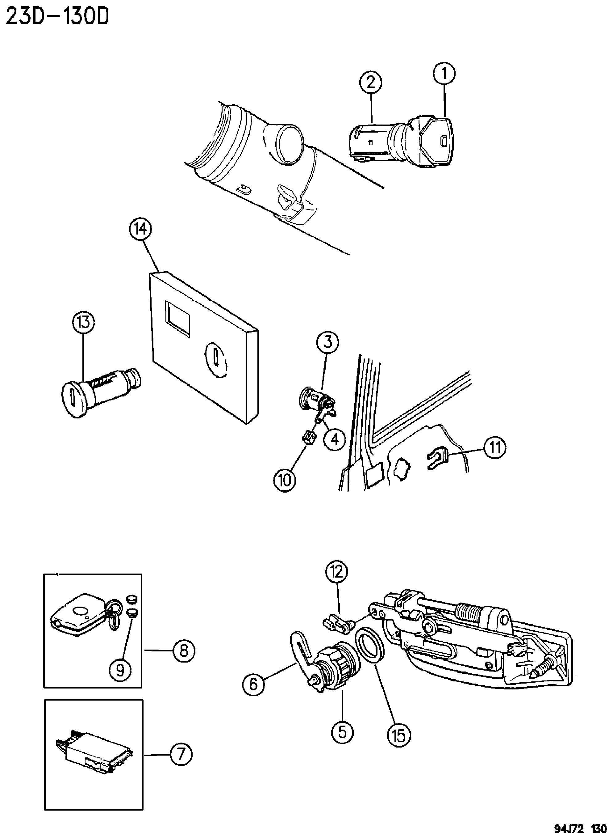 Exploded view: LOCK CYLINDERS AND KEYS GRAND CHEROKEE ZJ