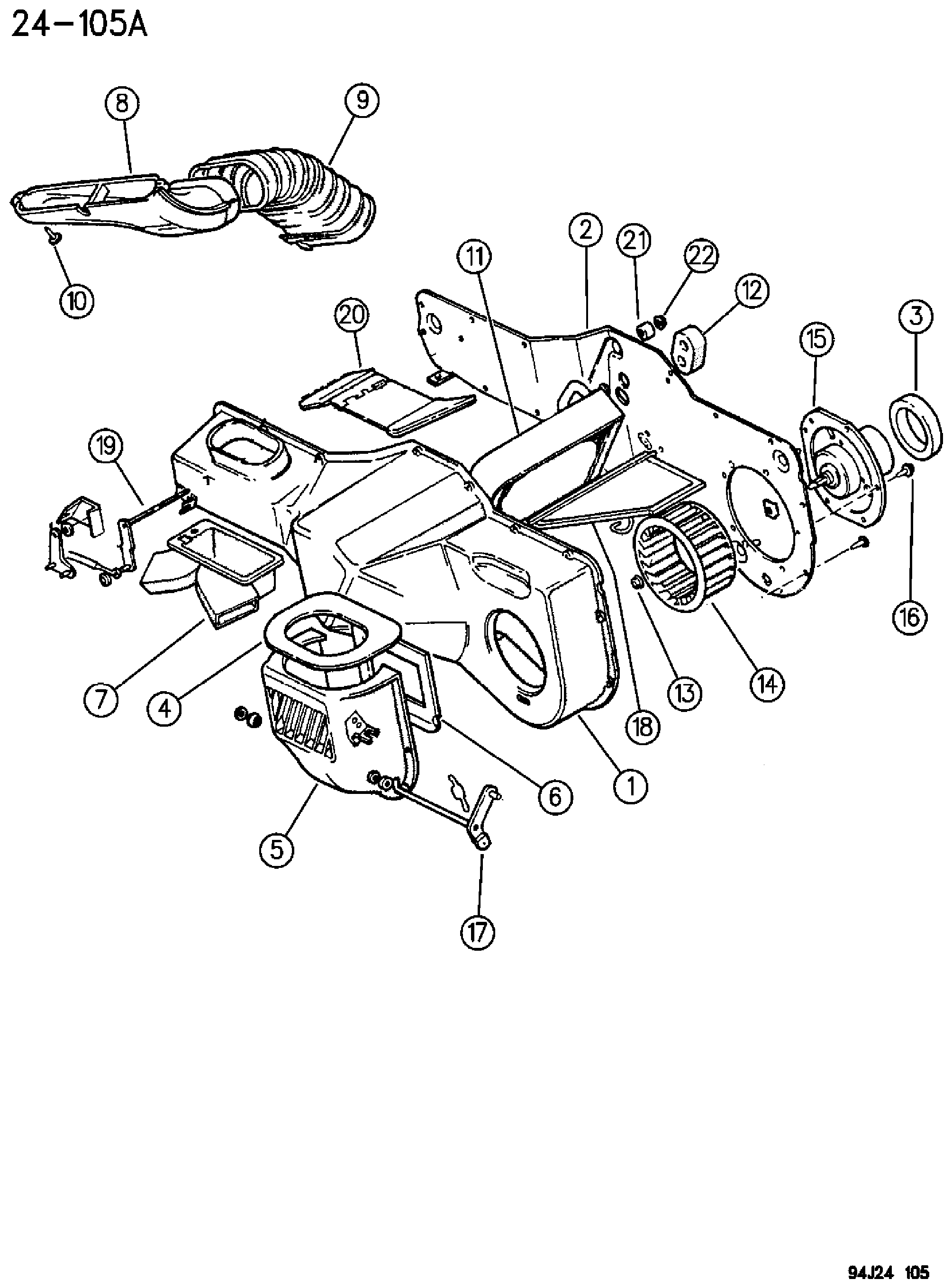 Exploded view: HEATER UNIT YJ BODY