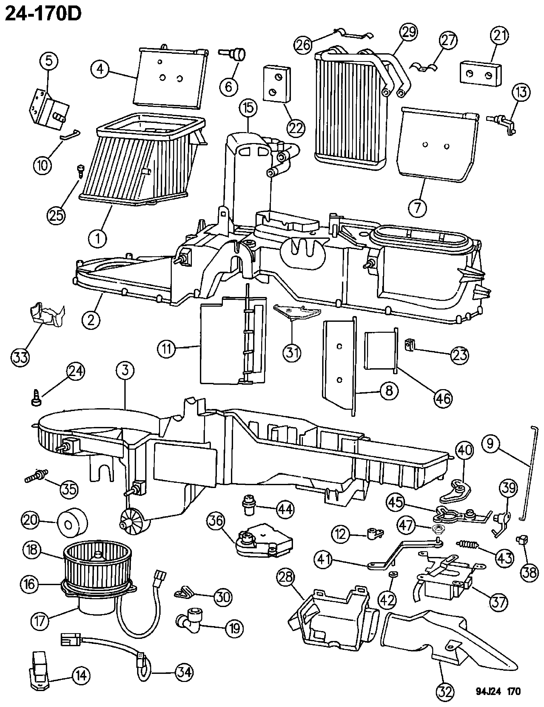 Exploded view: AIR CONDITIONING UNIT A.T.C. ZJ, ZG BODY