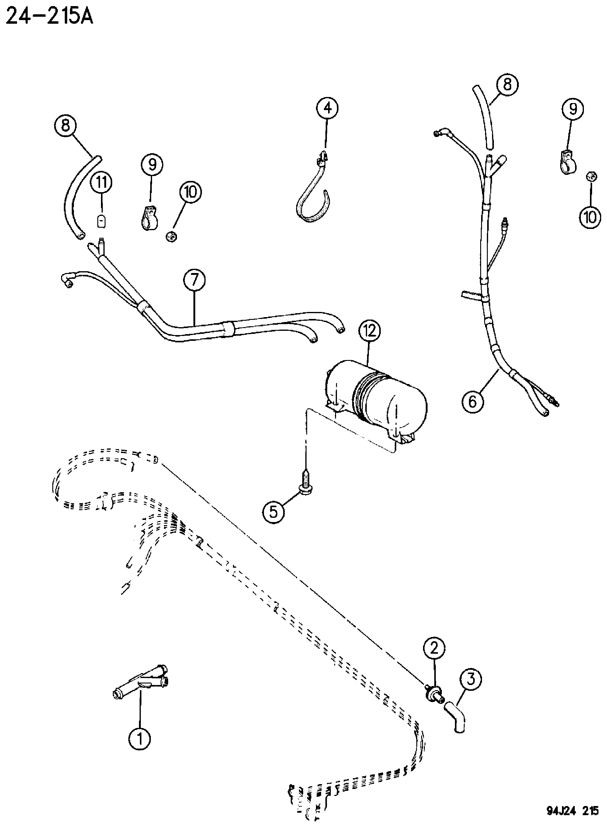 Exploded view: LINES, HEATER AND AIR CONDITIONING VACUUM XJ BODY