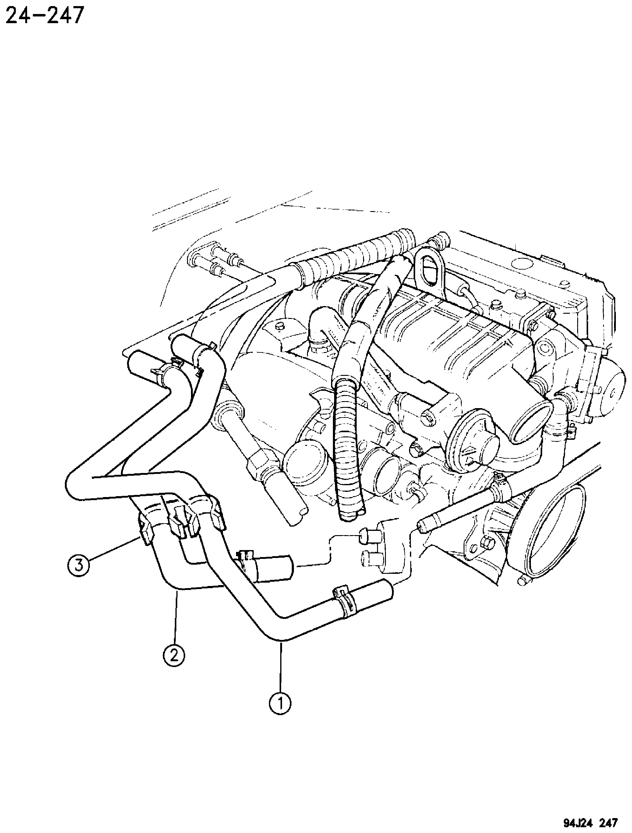 Exploded view: HOSES, HEATER 2.5L DIESEL ZJ, ZG BODY