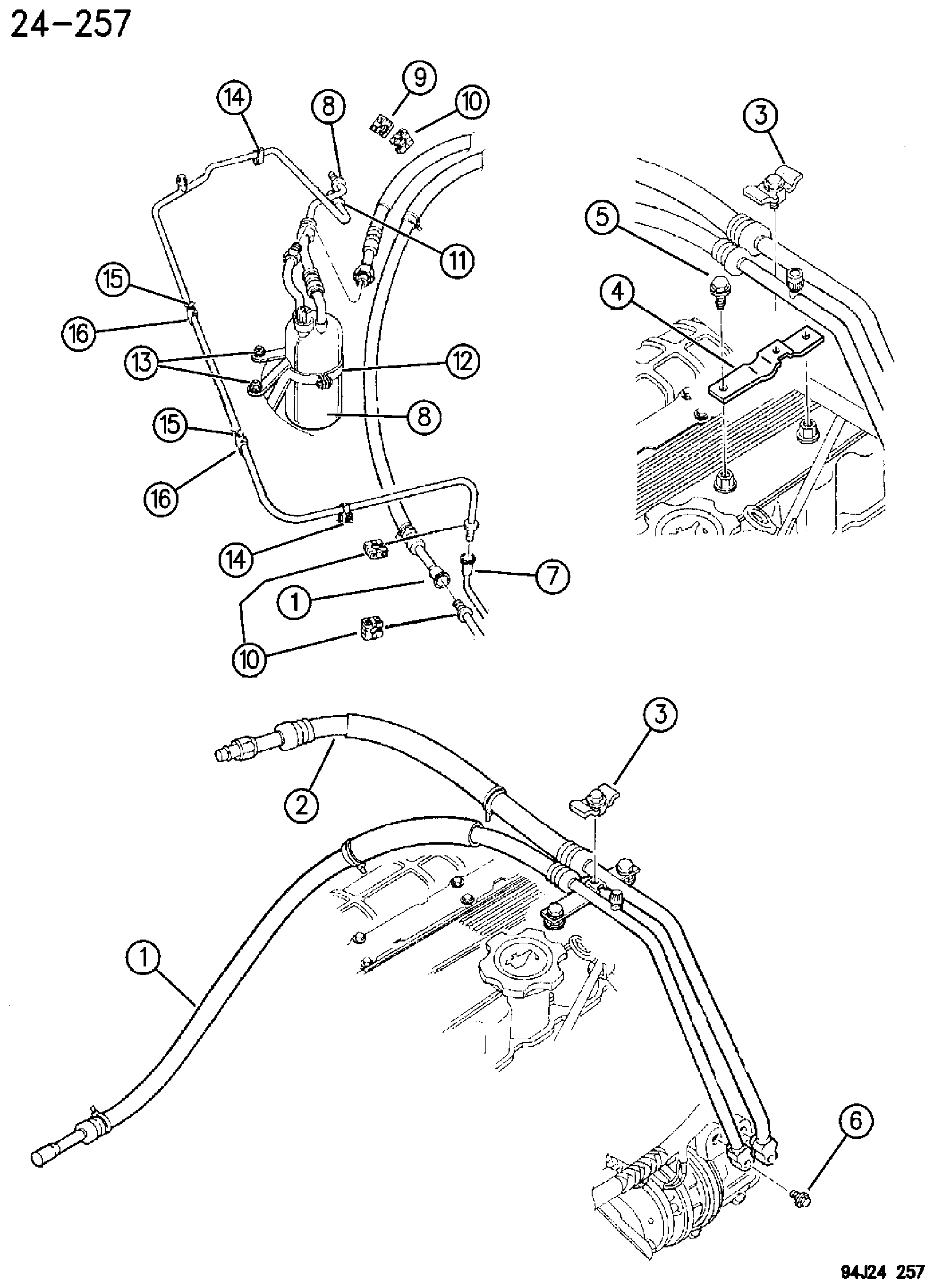 Exploded view: ACCUMULATOR, CONDENSOR AND LINES 2.5L DIESEL ENGINE ZG BODY