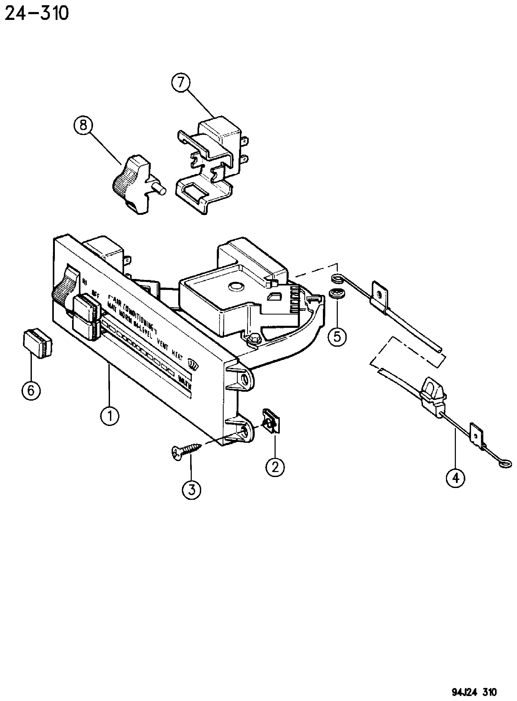 Exploded view: CONTROLS, HEATER AND AIR CONDITIONING XJ BODY