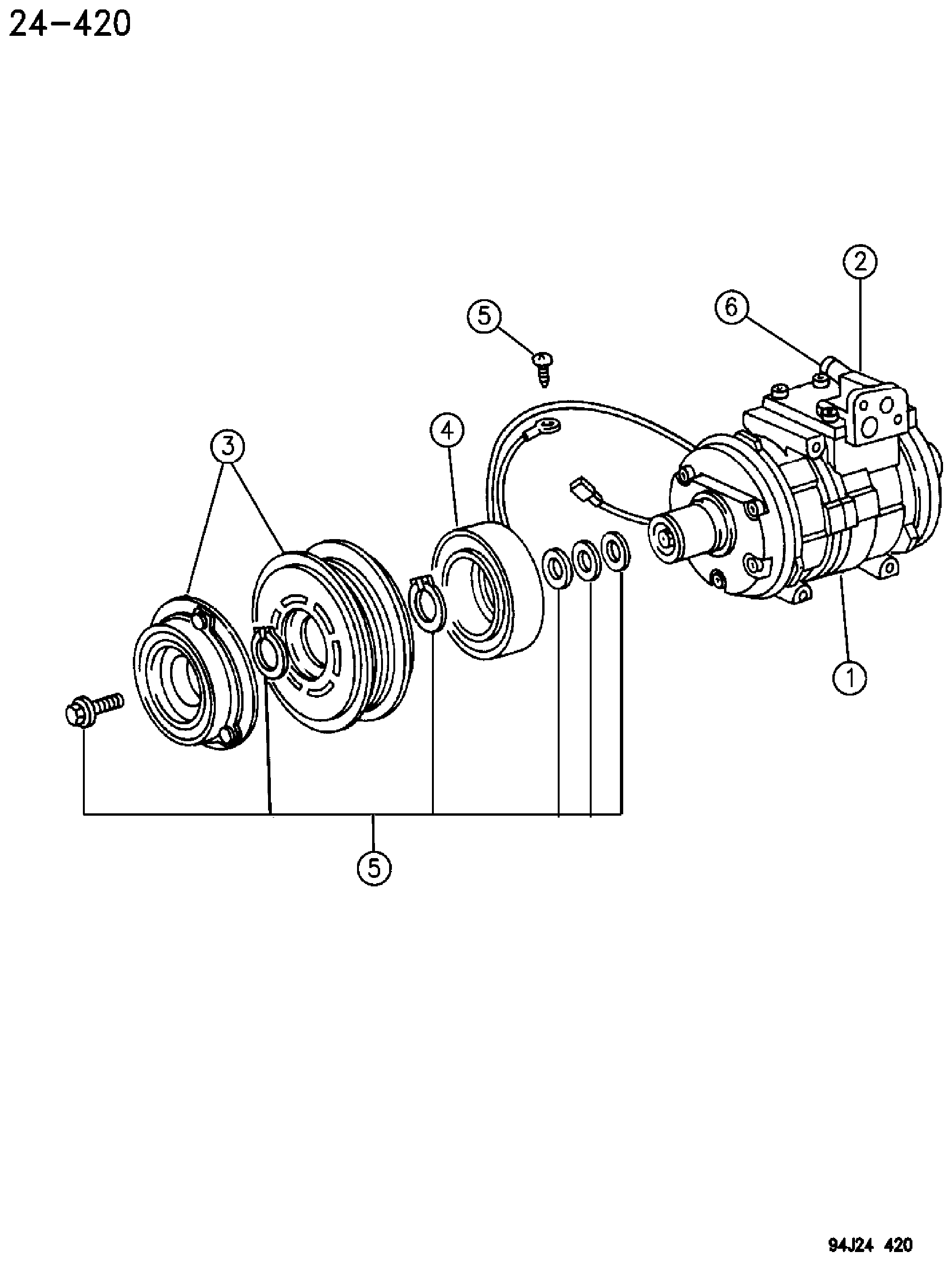 Exploded view: COMPRESSOR, AIR CONDITIONING ZJ, ZG BODY