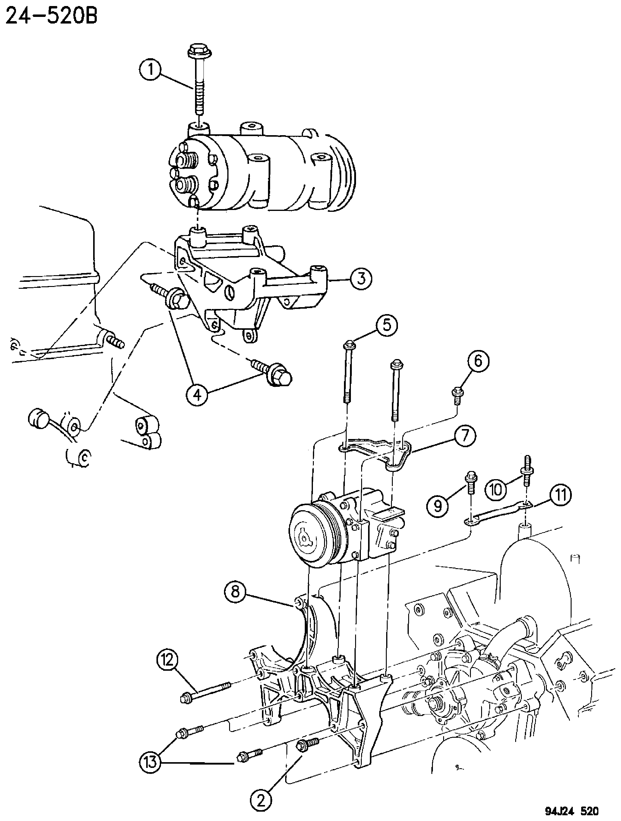 Exploded view: COMPRESSOR MOUNTING ZJ, ZG BODY