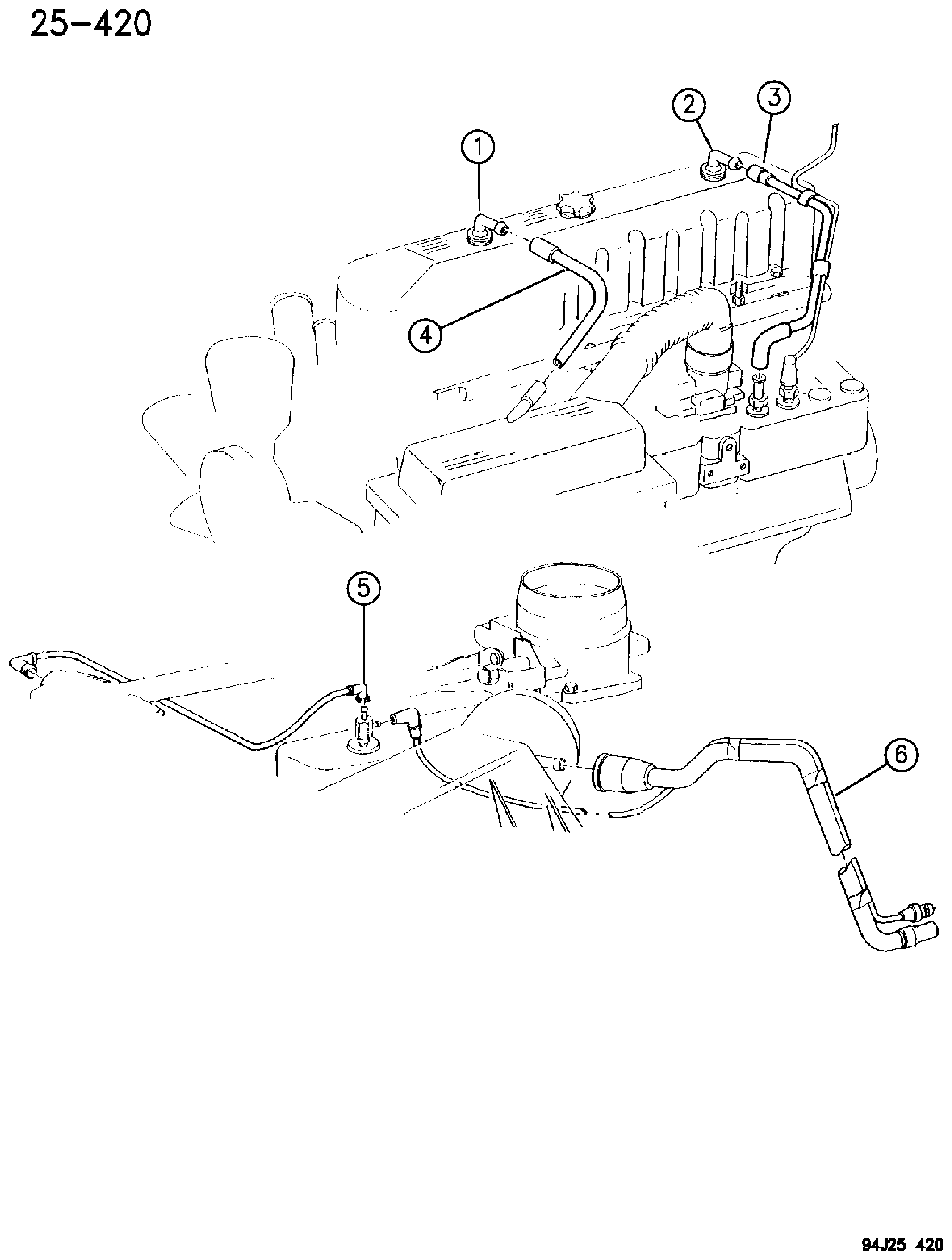 Exploded view: EMISSION CONTROL VACUUM HARNESS 4.0L ENGINE YJ BODY