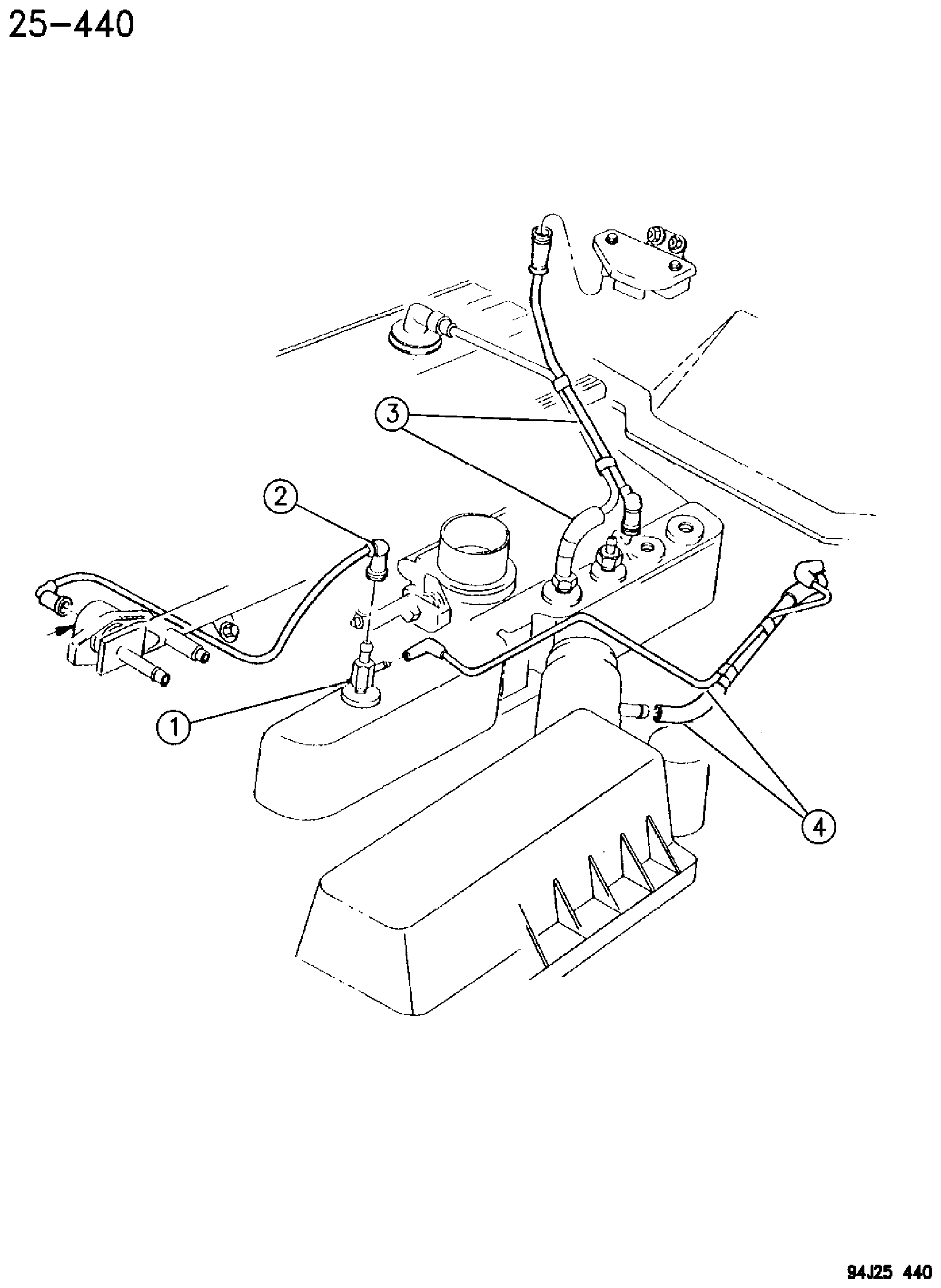 Exploded view: EMISSION CONTROL VACUUM HARNESS 4.0L ENGINE XJ BODY, RHD