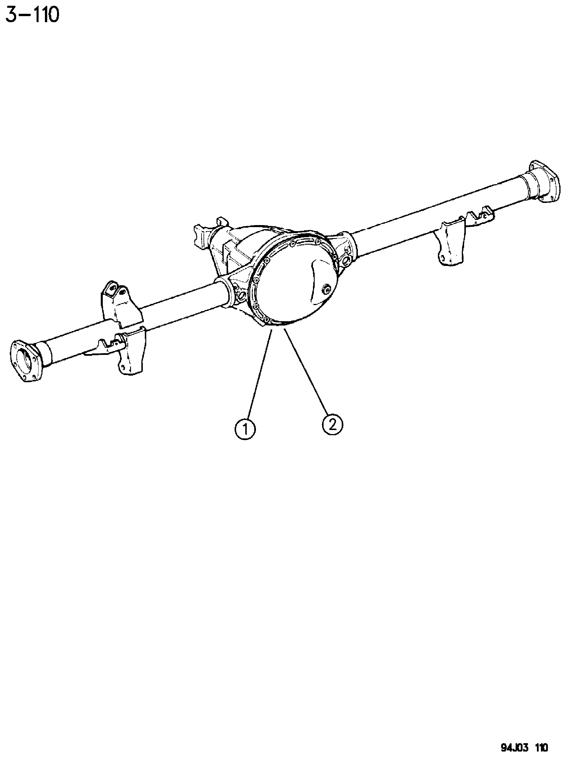 Exploded view: AXLE ASSEMBLY, REAR DANA MODEL 35, DANA MODEL 44 KDX WRANGLER, YJ