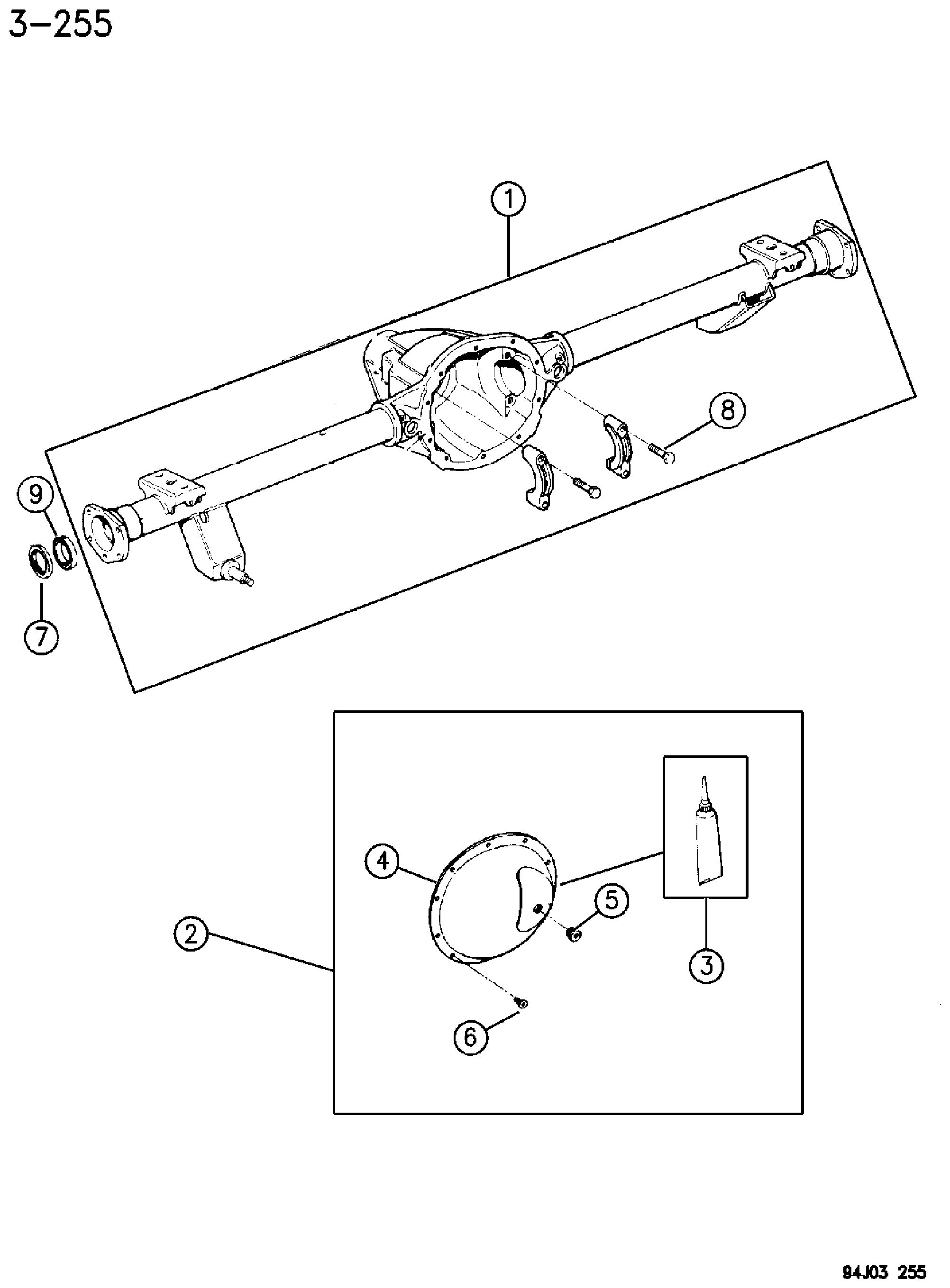 Exploded view: HOUSING, REAR AXLE DANA MODEL 44 GRAND CHEROKEE