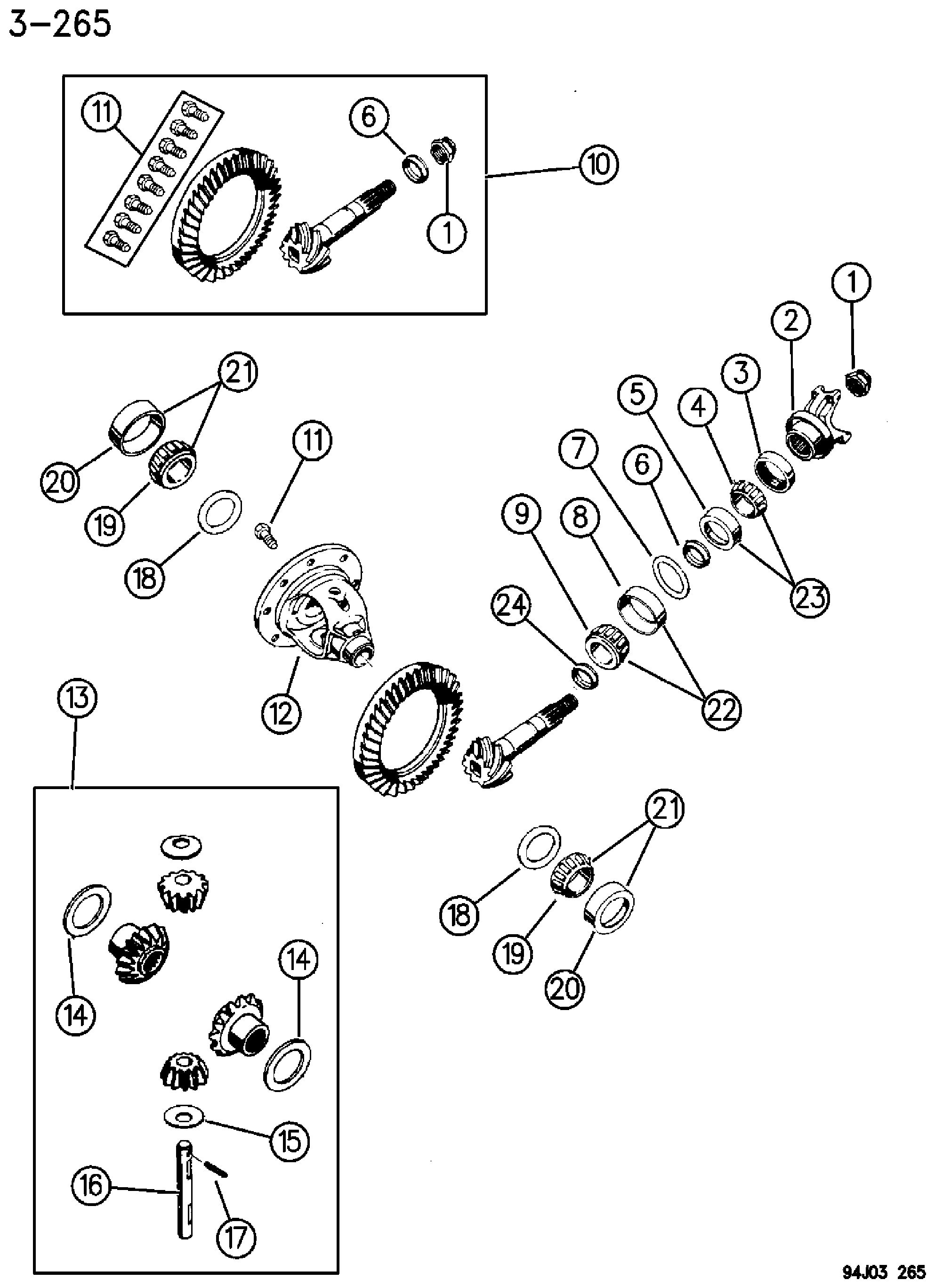 Exploded view: DIFFERENTIAL, NON-LOCKING DANA MODEL 44 (DRK) GRAND CHEROKEE