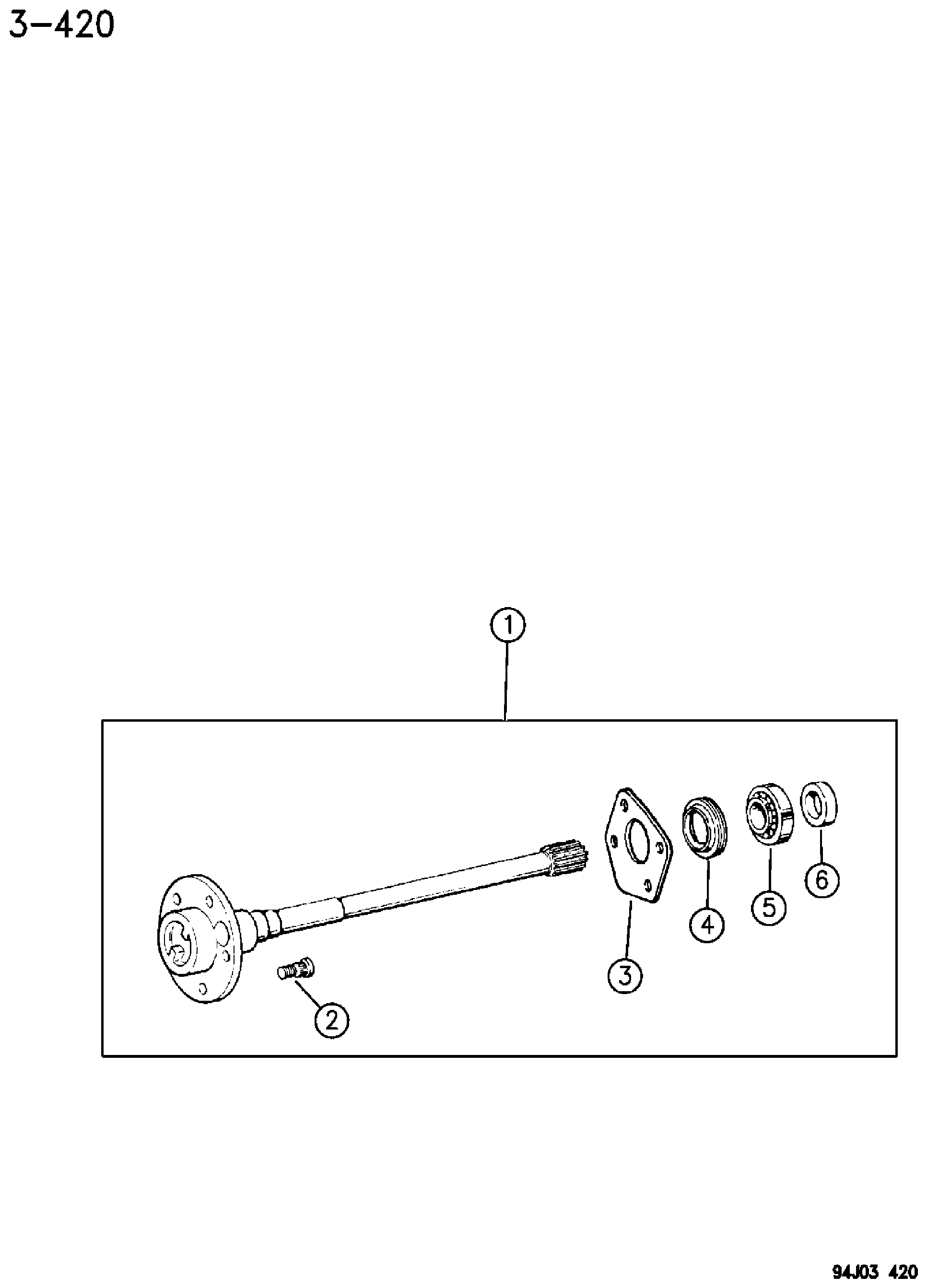 Exploded view: SHAFT, REAR AXLE DANA MODEL 44 KDX WRANGLER, (YJ)