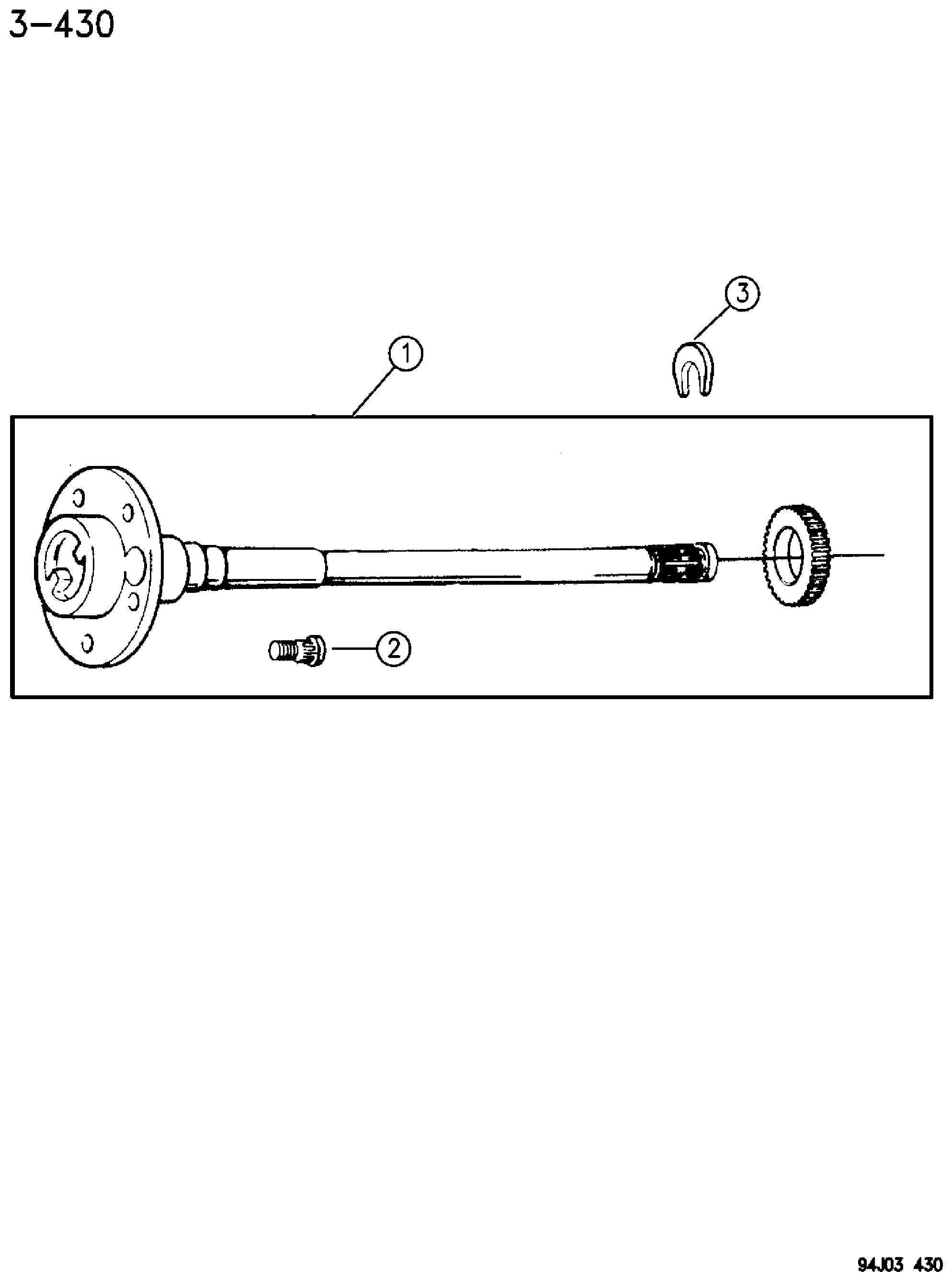 Exploded view: SHAFT, REAR AXLE DANA MODEL 35 CHEROKEE, GRAND CHEROKEE